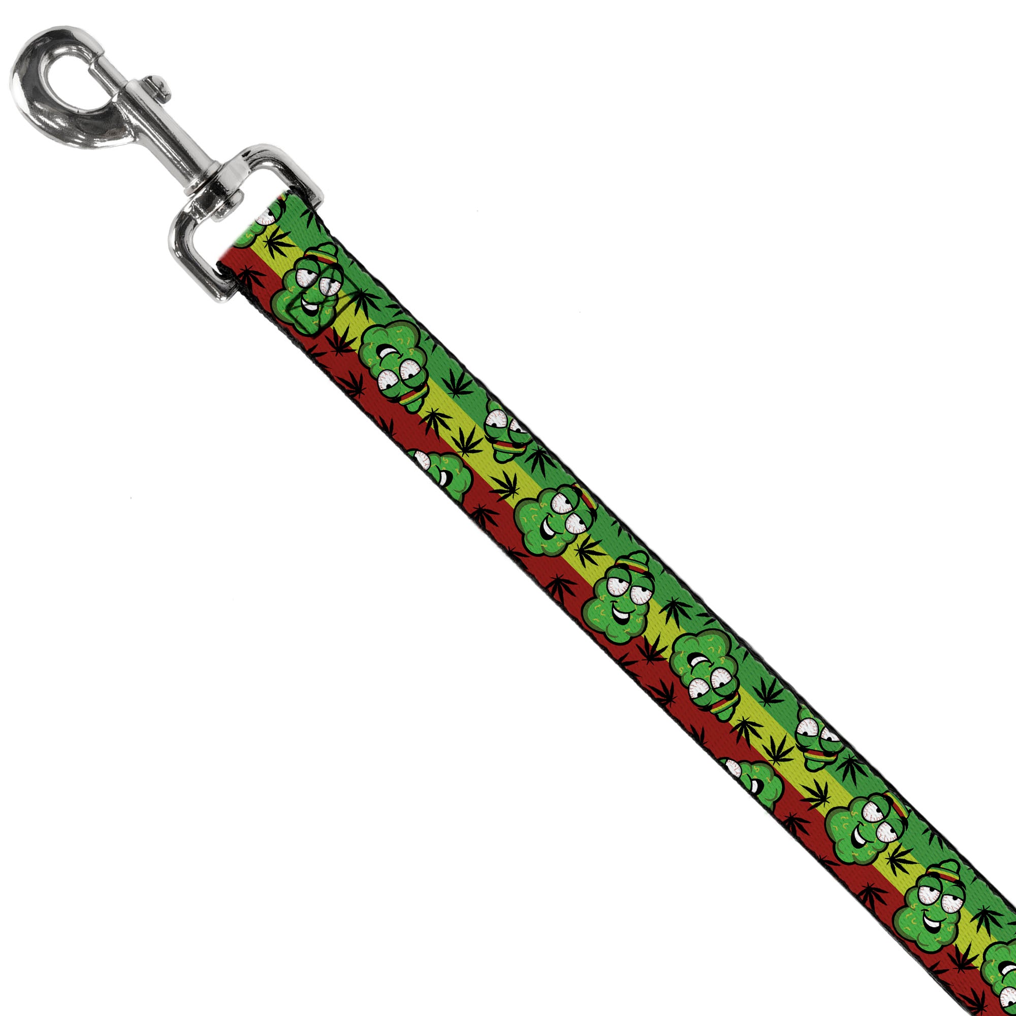 Buckle-Down Dog Leash - Marijuana Nugs/Leaves Cartoon Rasta/Black Dog Leashes Buckle-Down