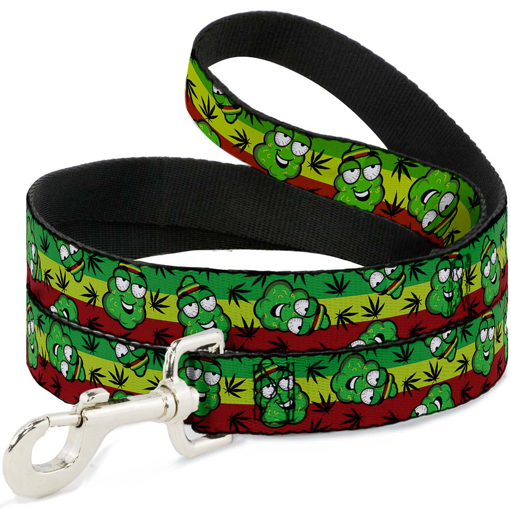 Buckle-Down Dog Leash - Marijuana Nugs/Leaves Cartoon Rasta/Black Dog Leashes Buckle-Down