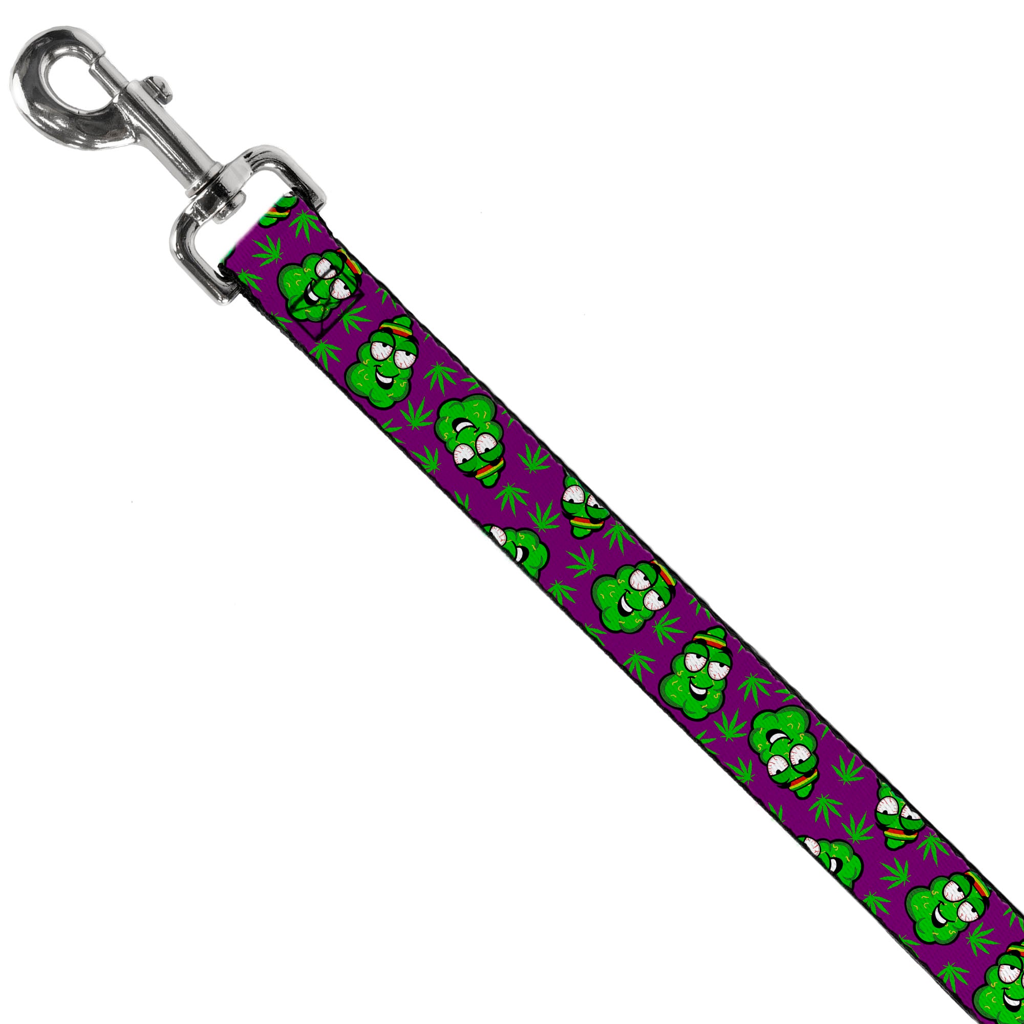 Buckle-Down Dog Leash - Marijuana Nugs/Leaves Cartoon Purple/Green Dog Leashes Buckle-Down