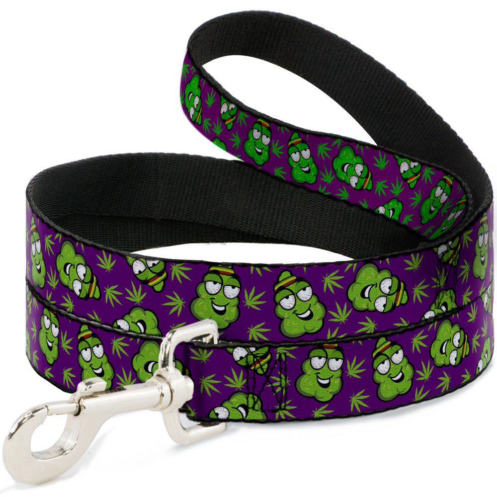 Buckle-Down Dog Leash - Marijuana Nugs/Leaves Cartoon Purple/Green Dog Leashes Buckle-Down