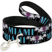 Dog Leash - MIAMI/Palm Trees Black/White/Pink//Teal Dog Leashes Buckle-Down