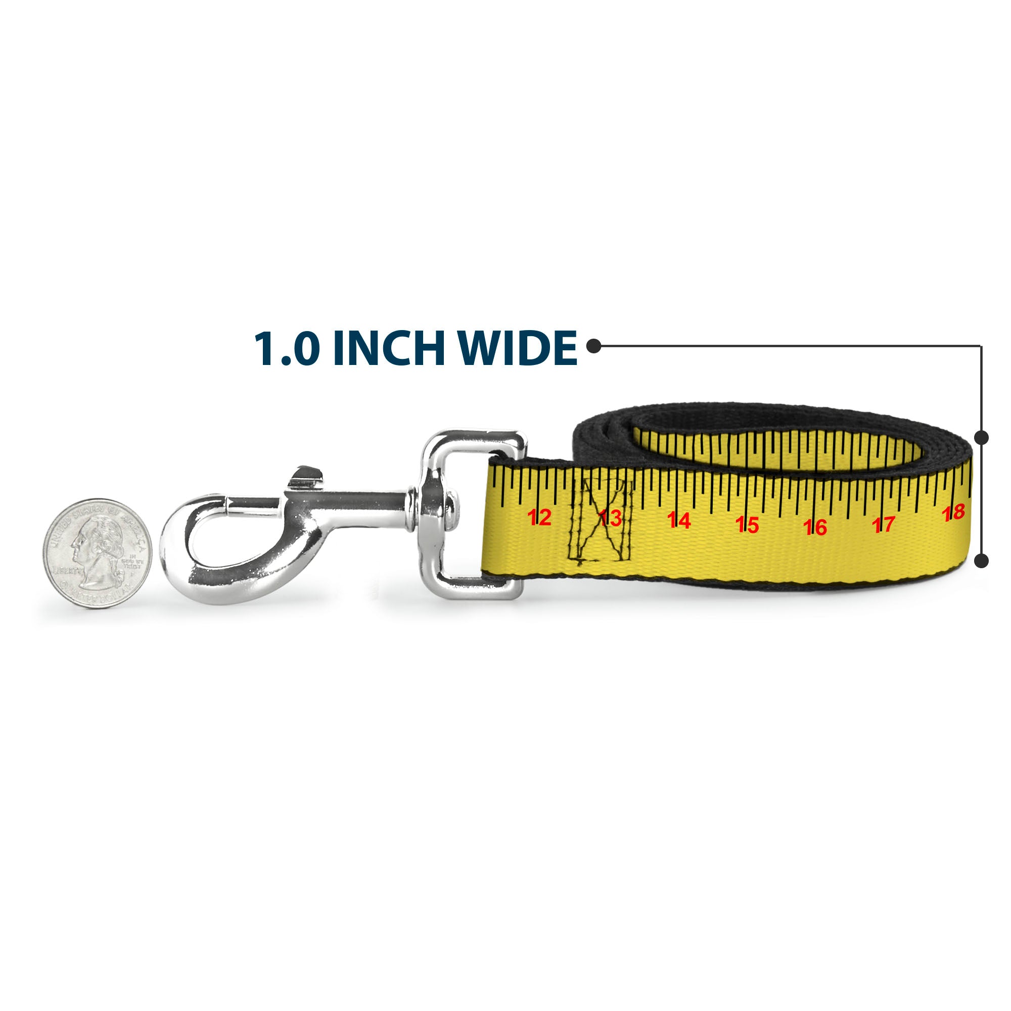 Dog Leash - Measuring Tape Yellow/Black/Red Dog Leashes Buckle-Down