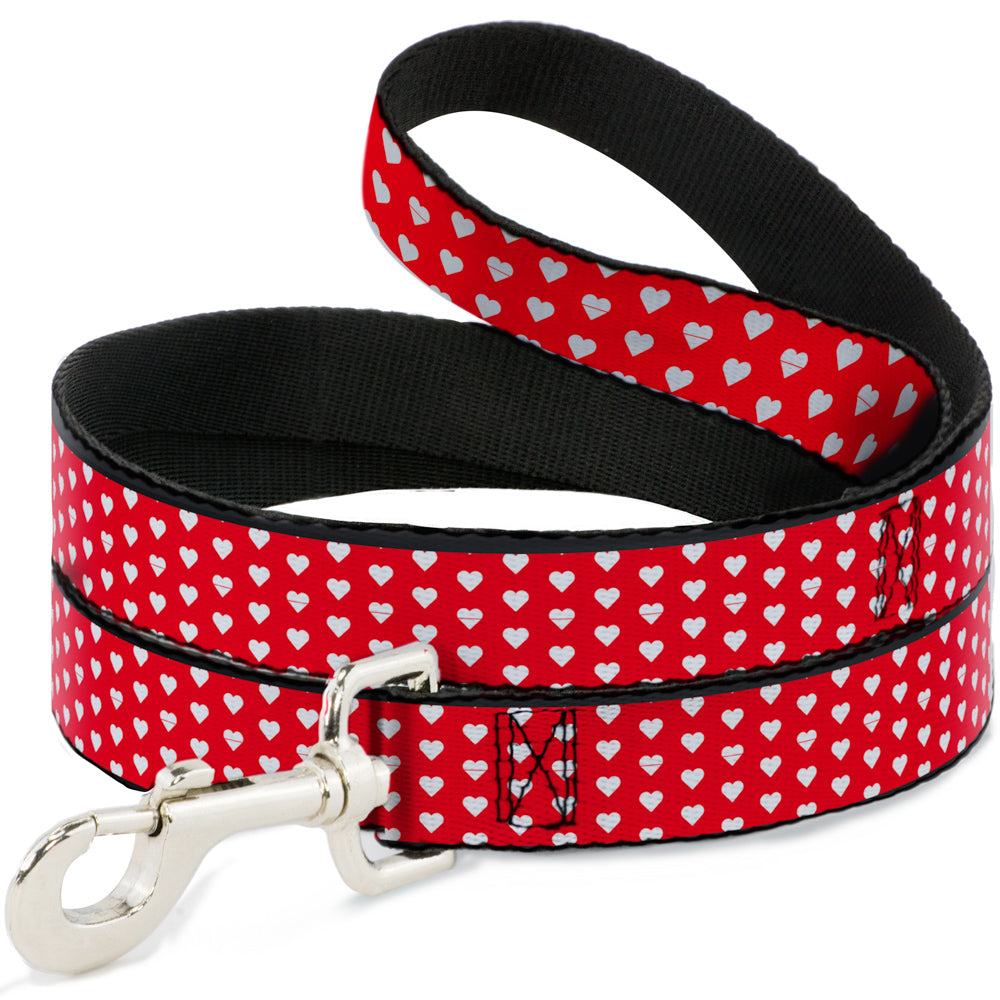 Dog Leash - Mini Hearts Monogram Red/White Dog Leashes Buckle-Down