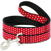 Dog Leash - Mini Hearts Monogram Red/White Dog Leashes Buckle-Down