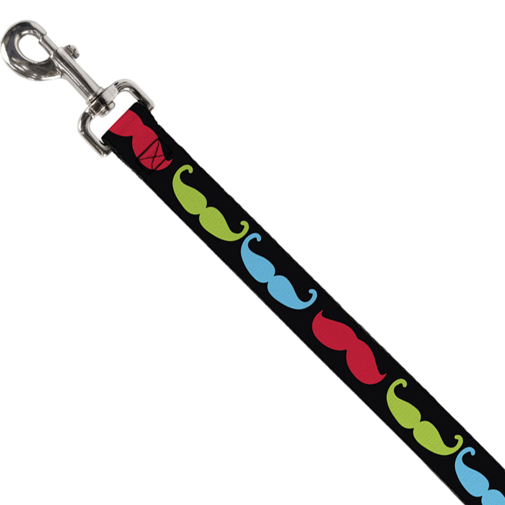Dog Leash - Mustaches-4 Black/Multi Color Dog Leashes Buckle-Down