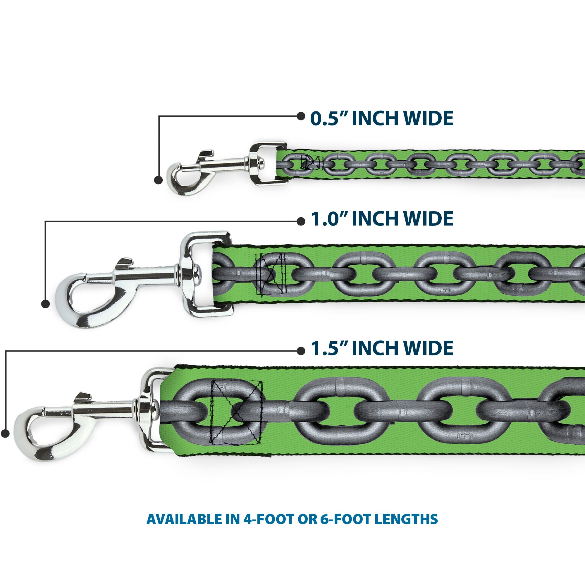 Dog Leash - Metal Chain Green/Gray Dog Leashes Buckle-Down