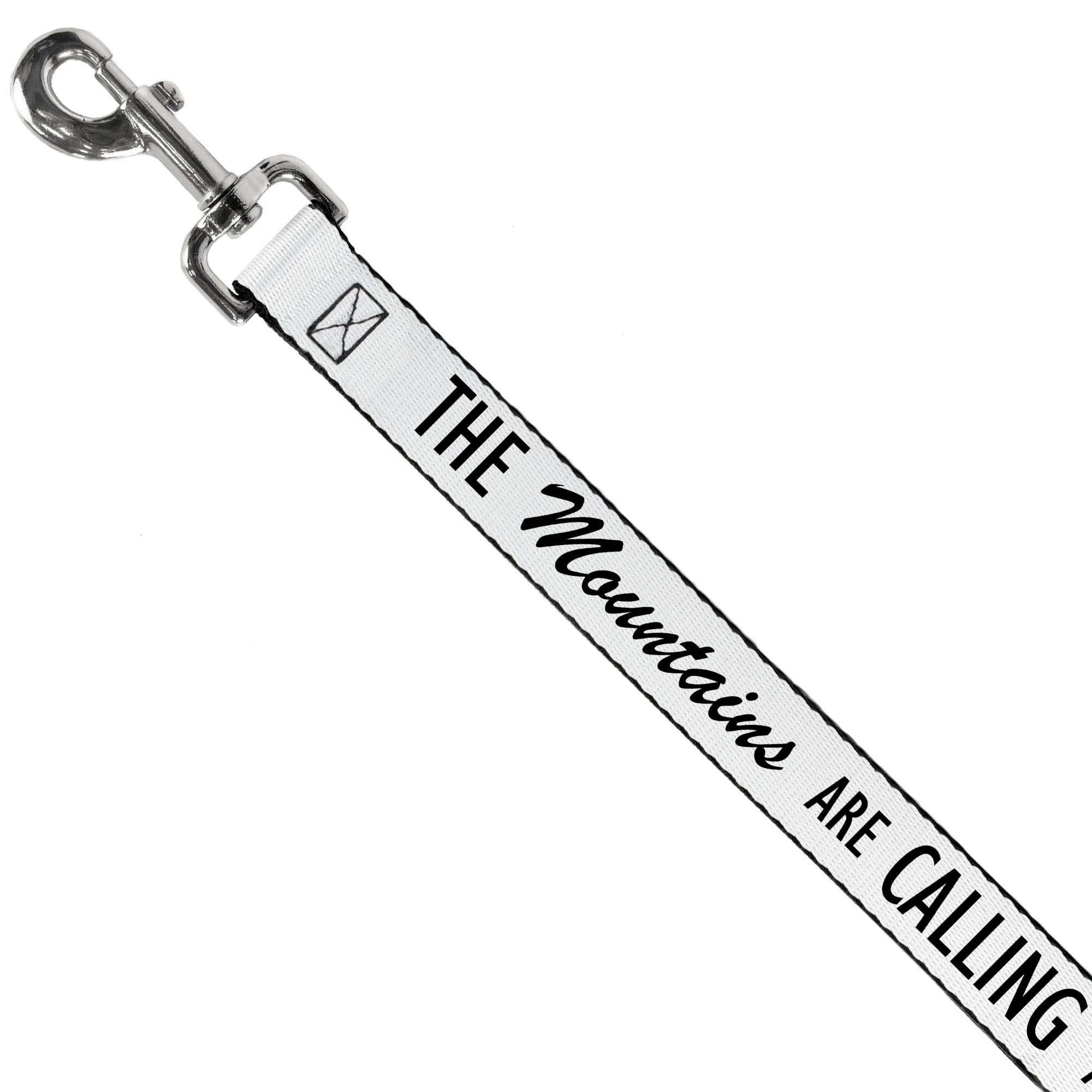 Dog Leash - THE MOUNTAINS ARE CALLING AND I MUST GO/Mountains Outline White/Black Dog Leashes Buckle-Down