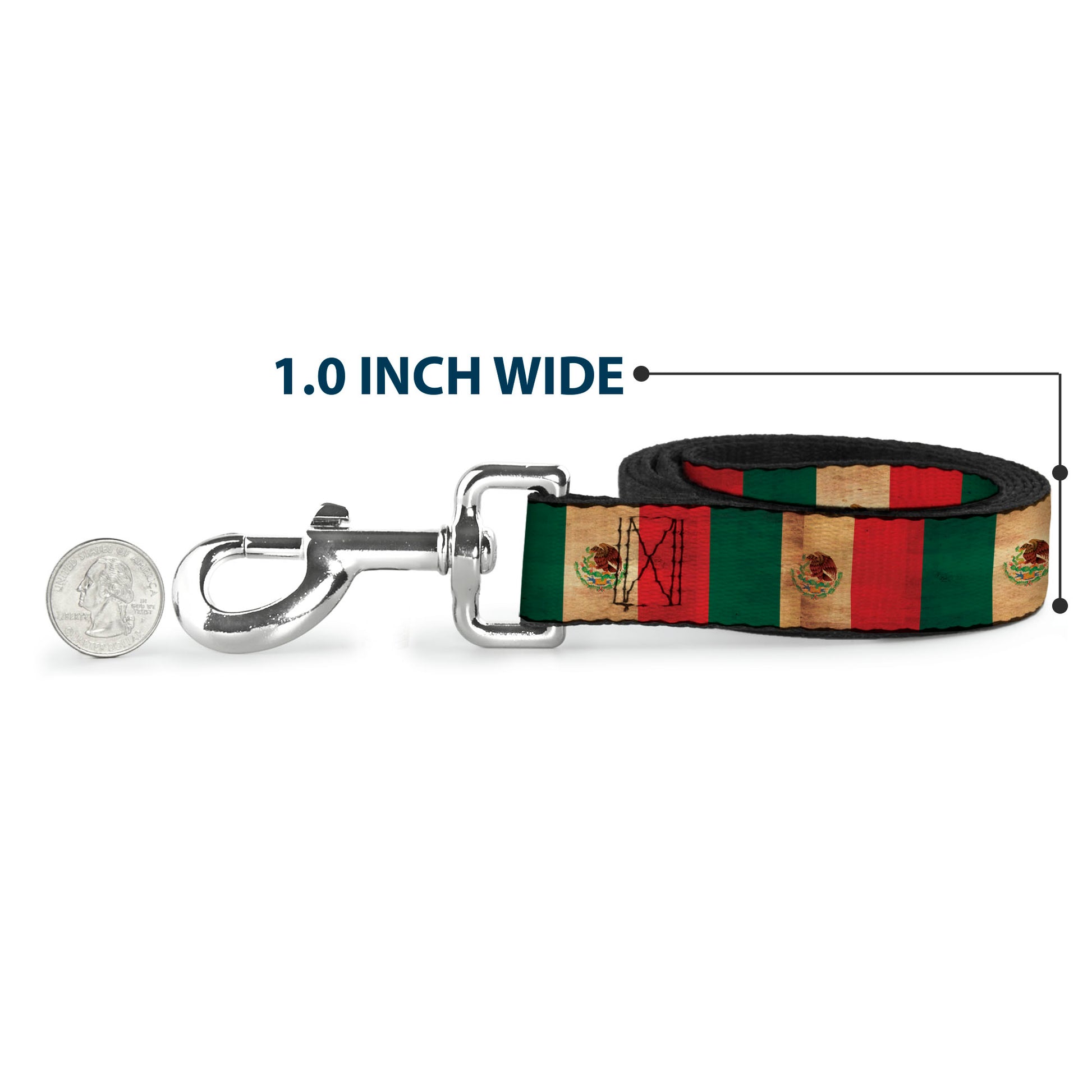Dog Leash - Mexico Flag Continuous Vintage Dog Leashes Buckle-Down