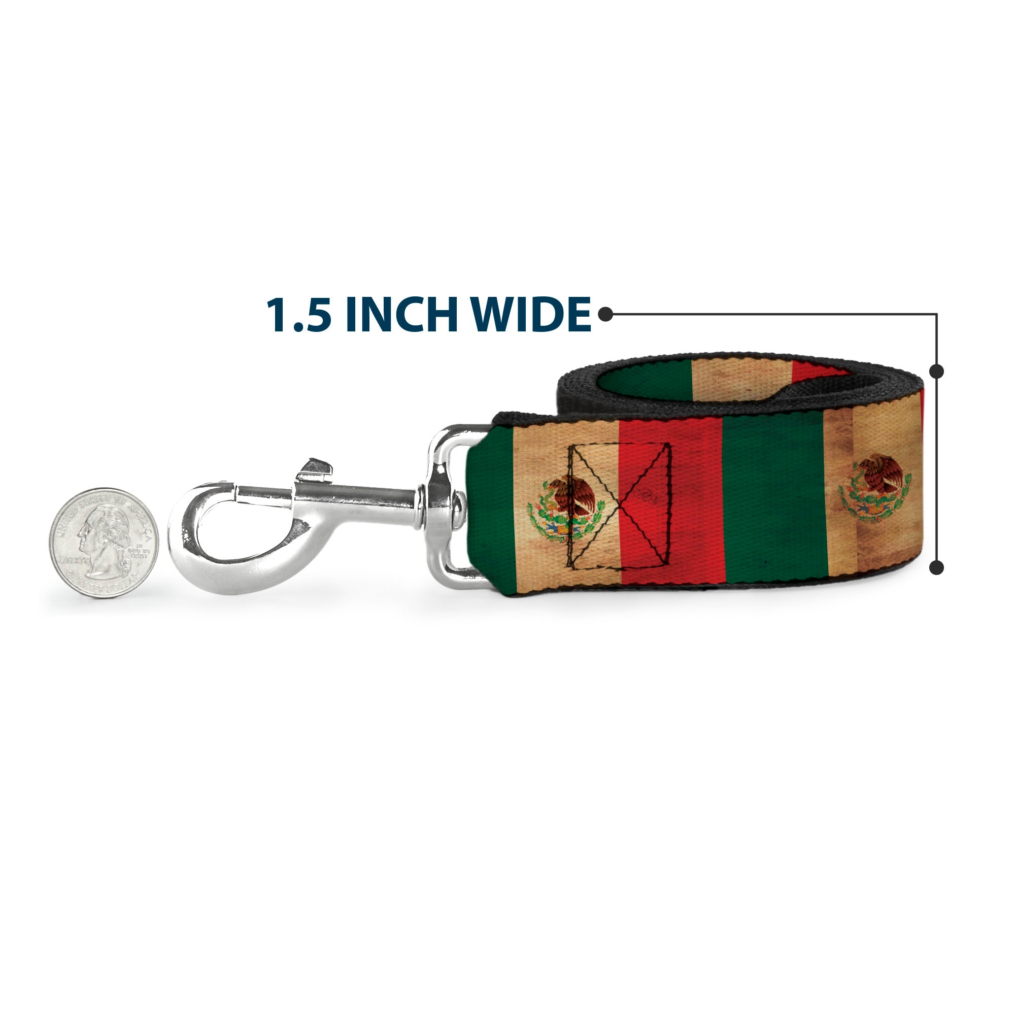 Dog Leash - Mexico Flag Continuous Vintage Dog Leashes Buckle-Down