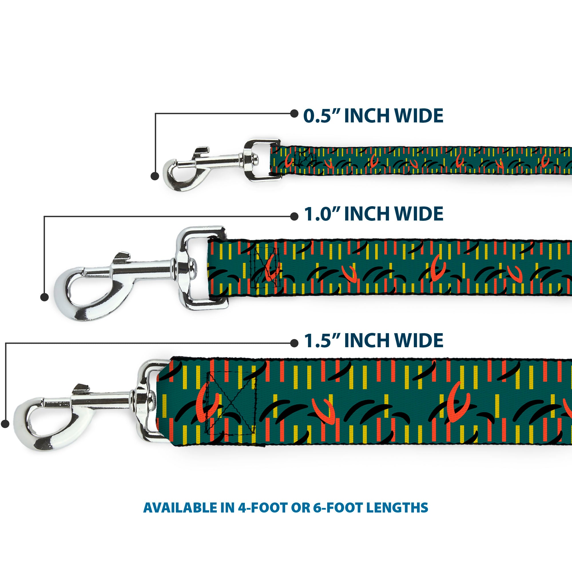 Dog Leash - MCO Orlando International Airport Carpet Teal/Orange/Yellow/Black Dog Leashes Buckle-Down