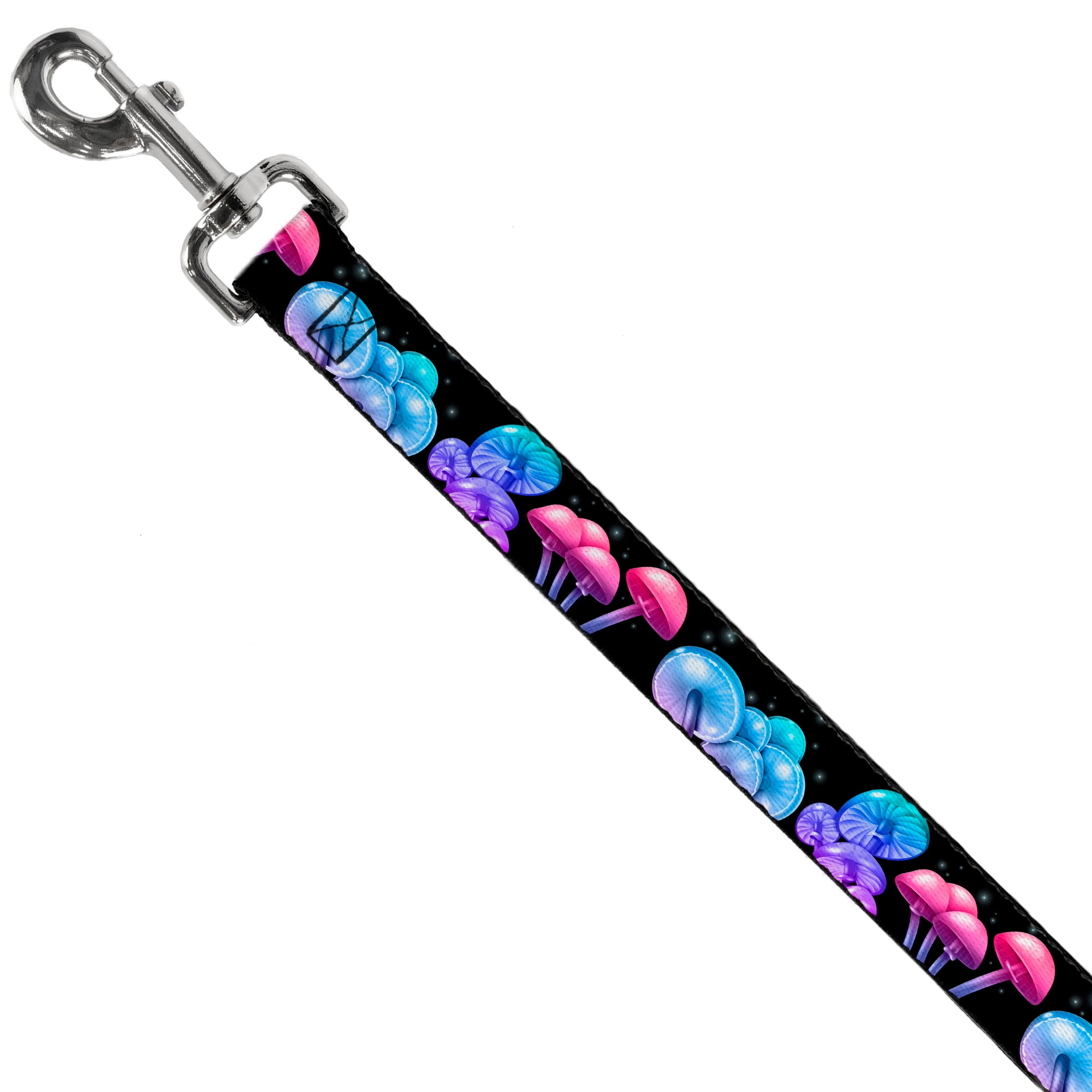 Dog Leash - Mushroom Glow Black/Multi Color Dog Leashes Buckle-Down