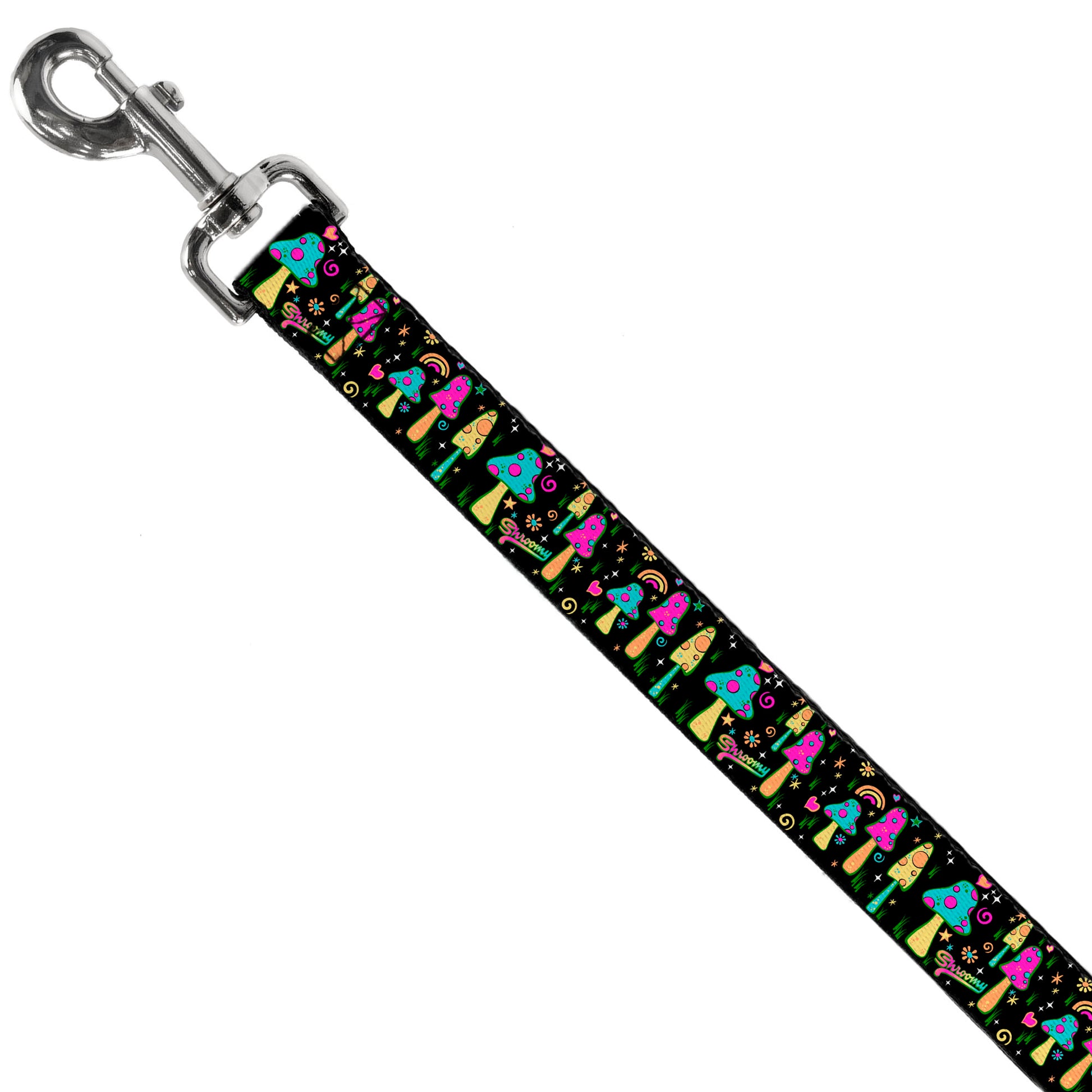 Dog Leash - Mushroom SHROOMY Garden Black/Multi Color Dog Leashes Buckle-Down