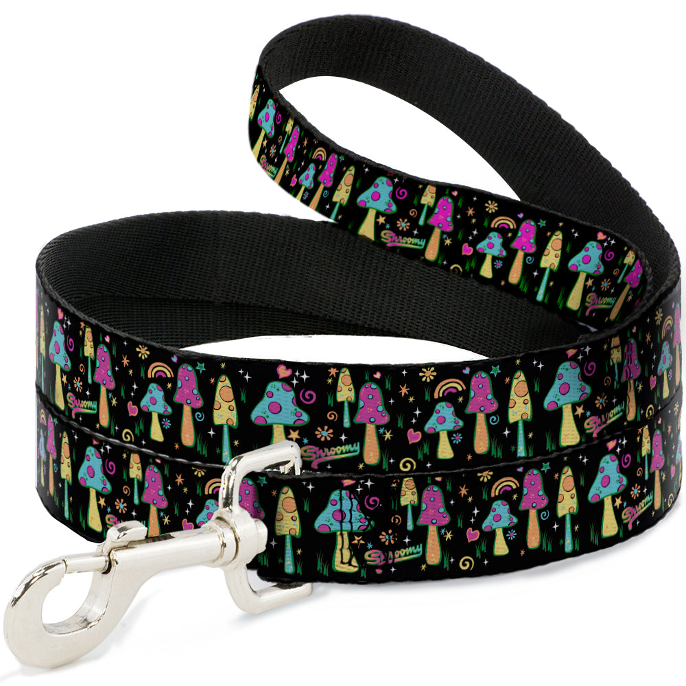 Dog Leash - Mushroom SHROOMY Garden Black/Multi Color Dog Leashes Buckle-Down