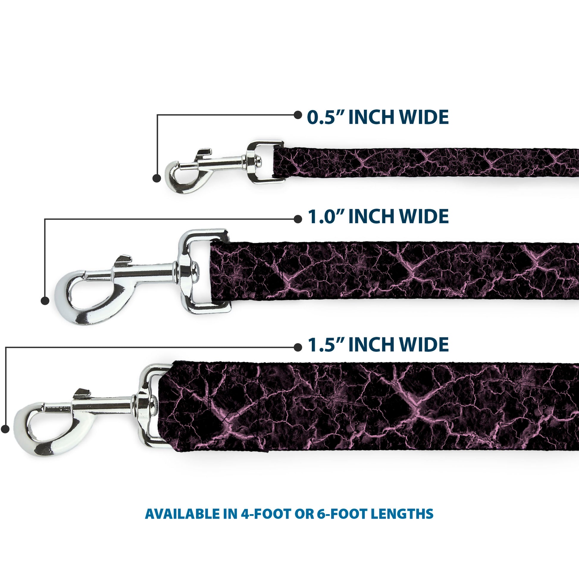 Dog Leash - Marble Black/Baby Pink Dog Leashes Buckle-Down