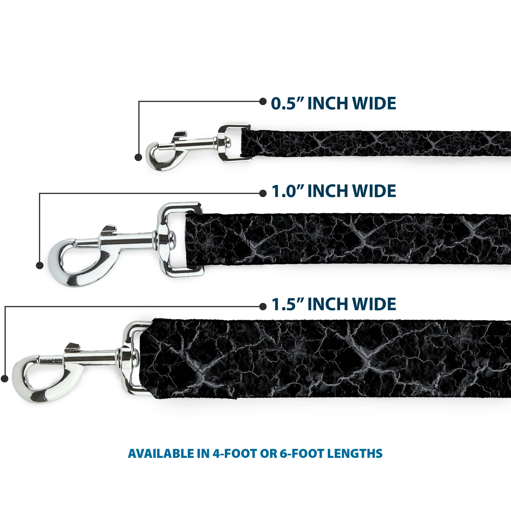 Dog Leash - Marble Black/Charcoal Gray Dog Leashes Buckle-Down