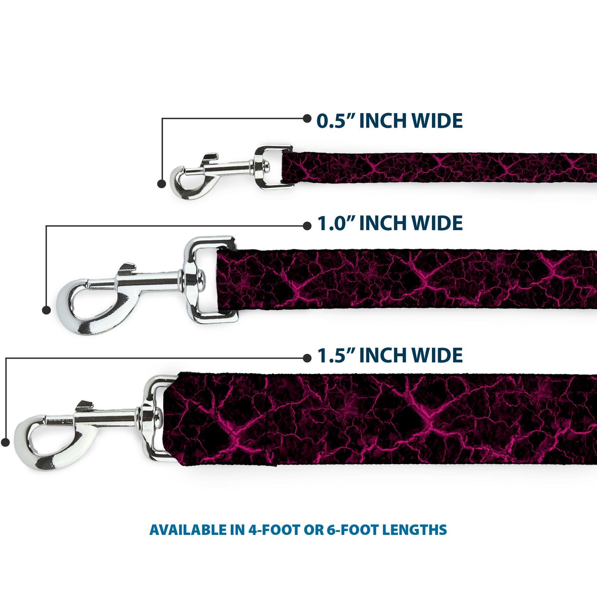 Dog Leash - Marble Black/Hot Pink Dog Leashes Buckle-Down