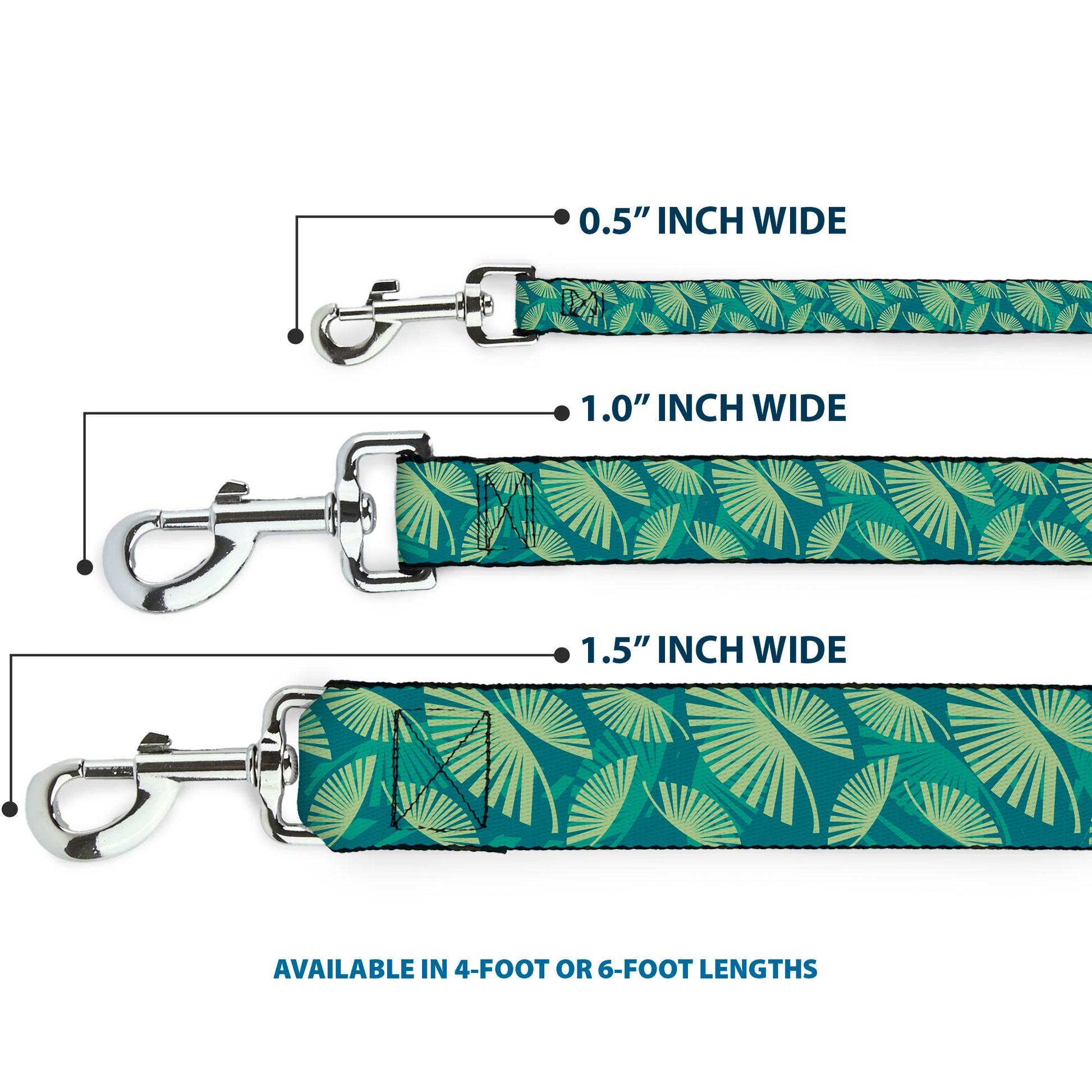 Dog Leash - Palm Leaves Stacked Pastel Greens Dog Leashes Buckle-Down