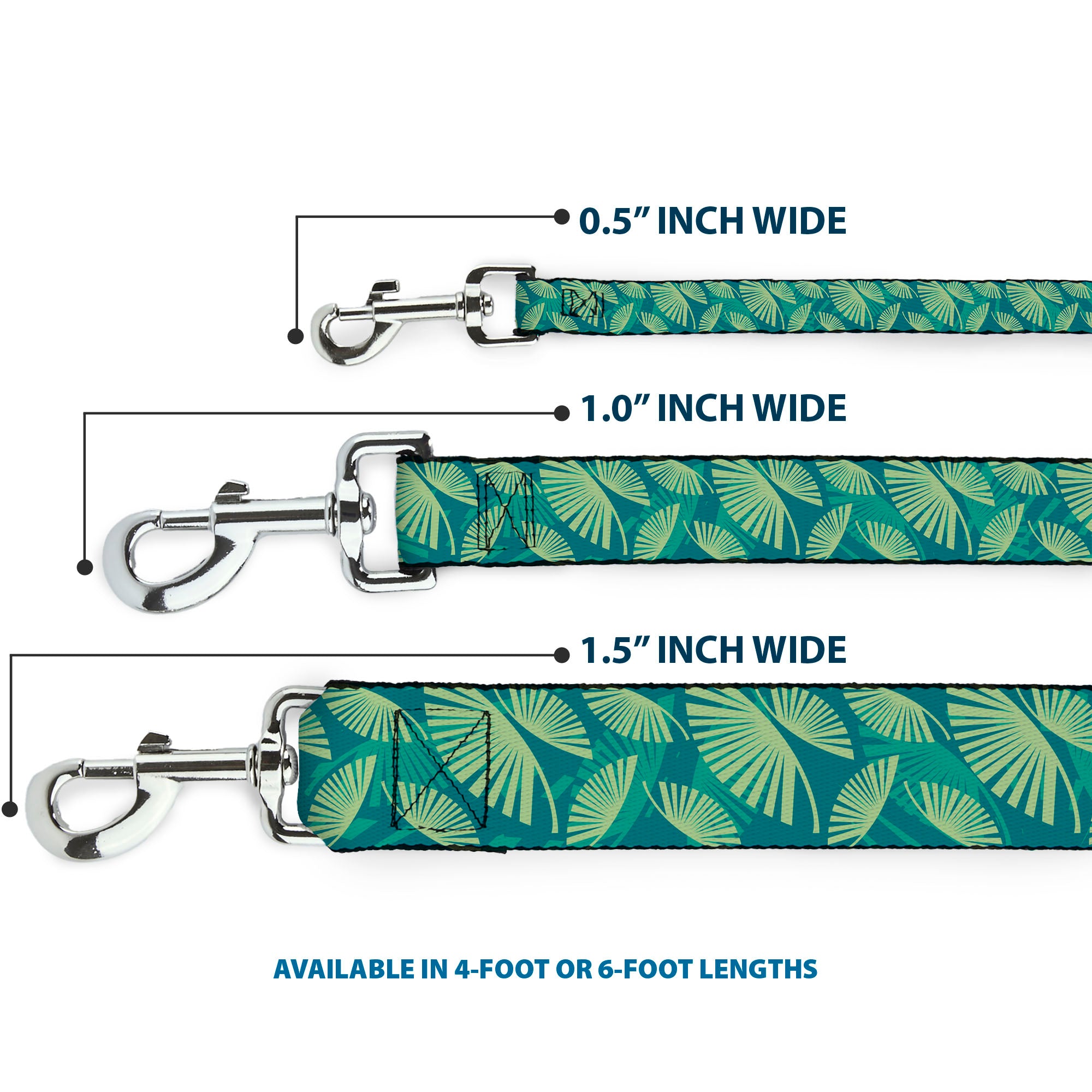 Dog Leash - Palm Leaves Stacked Pastel Greens Dog Leashes Buckle-Down