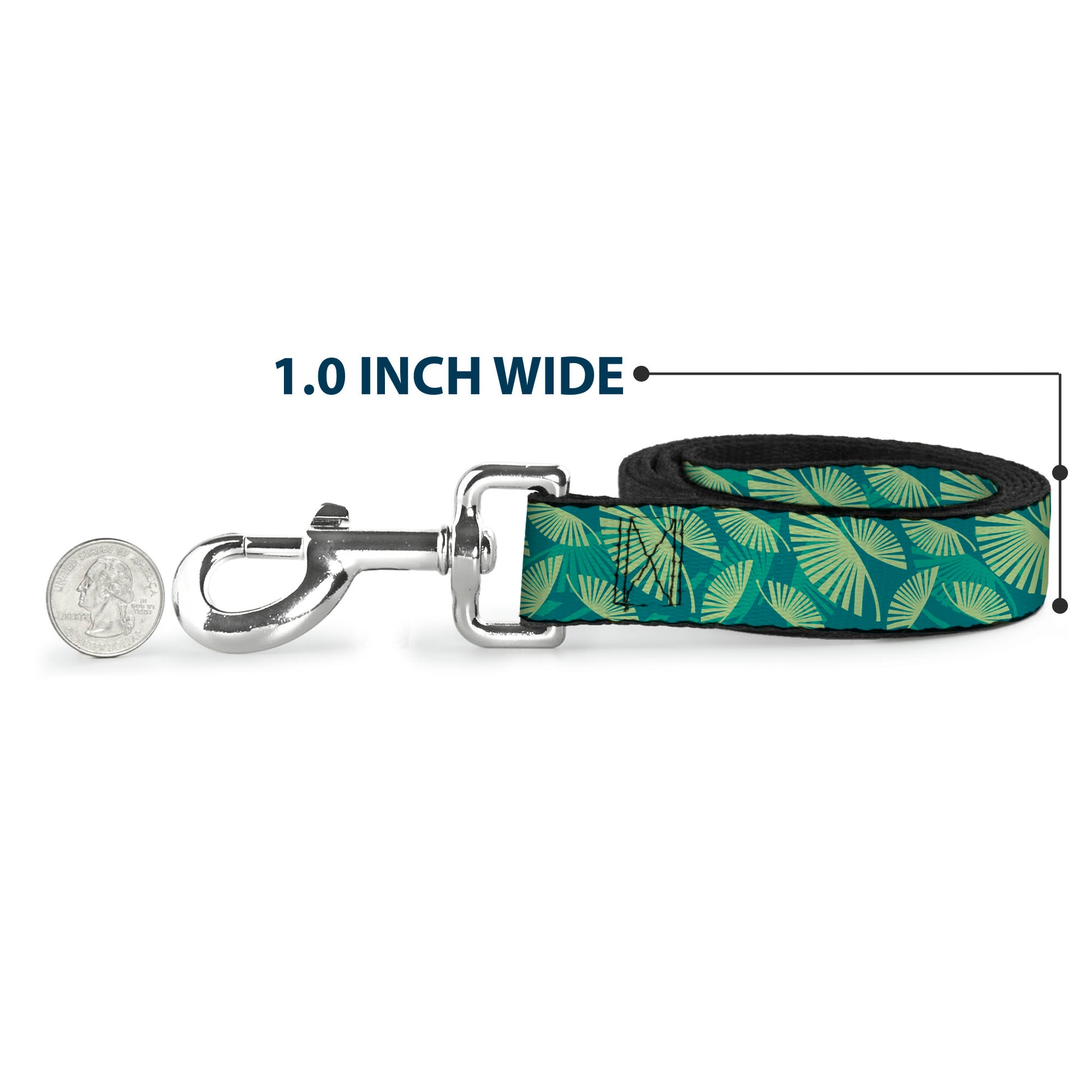Dog Leash - Palm Leaves Stacked Pastel Greens Dog Leashes Buckle-Down
