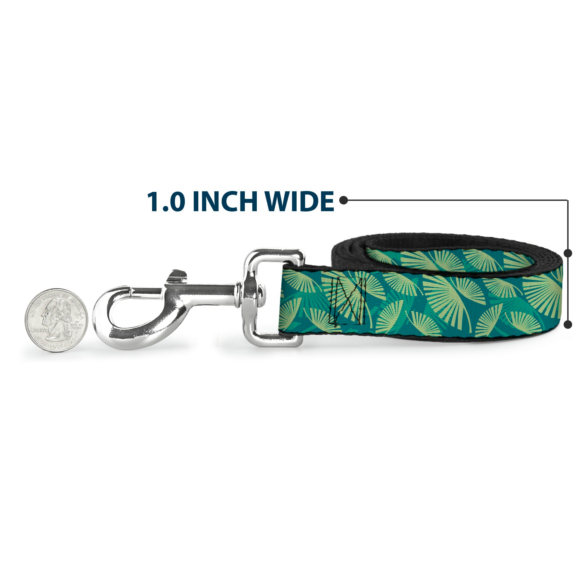 Dog Leash - Palm Leaves Stacked Pastel Greens Dog Leashes Buckle-Down