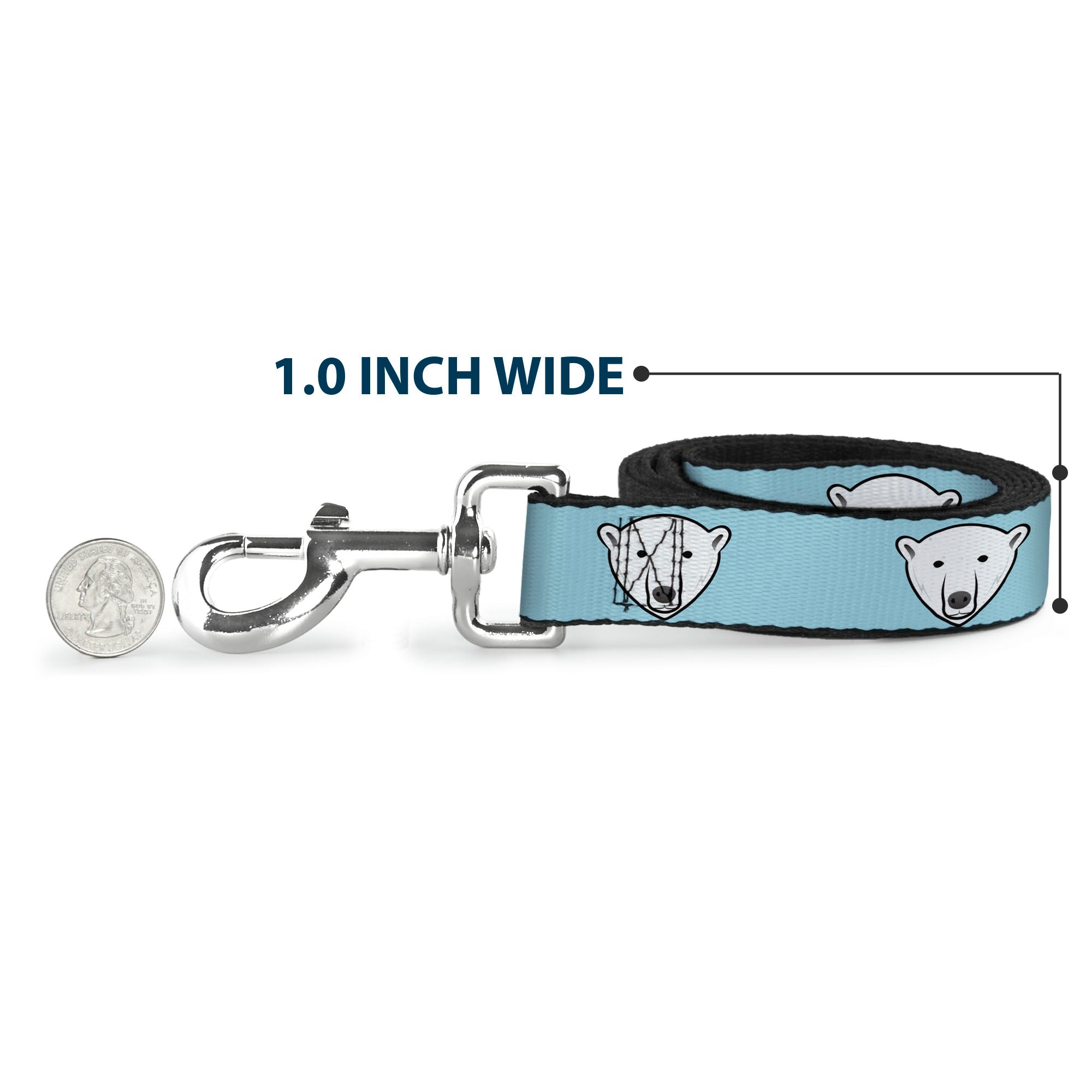 Dog Leash - Polar Bear Repeat Baby Blue Dog Leashes Buckle-Down
