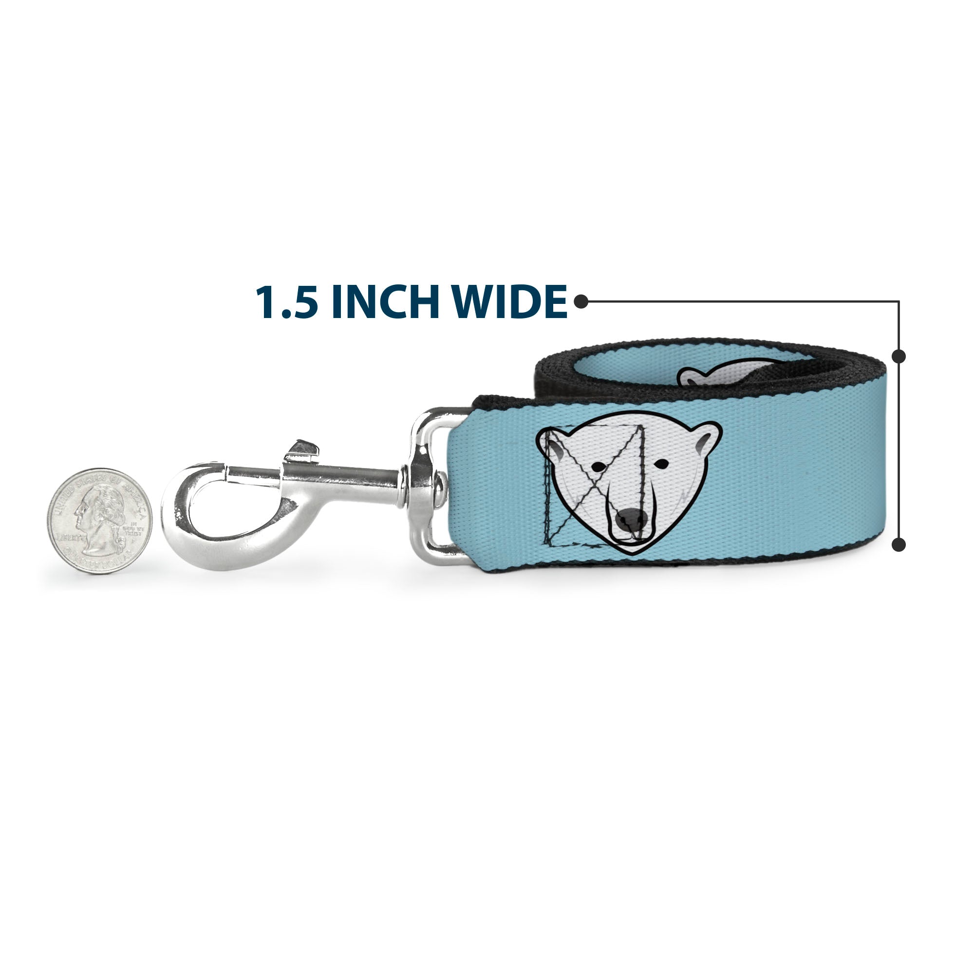 Dog Leash - Polar Bear Repeat Baby Blue Dog Leashes Buckle-Down