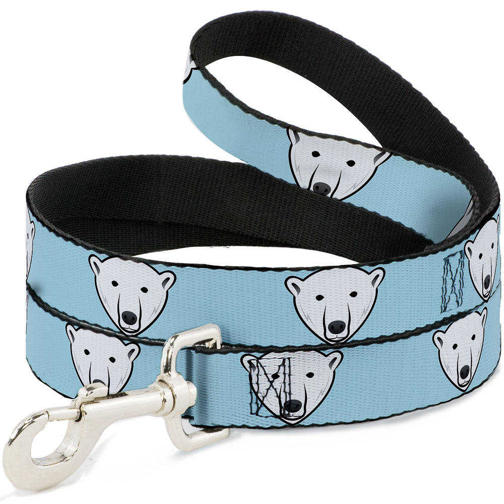 Dog Leash - Polar Bear Repeat Baby Blue Dog Leashes Buckle-Down