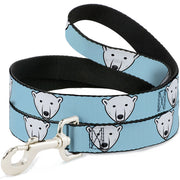 Dog Leash - Polar Bear Repeat Baby Blue Dog Leashes Buckle-Down