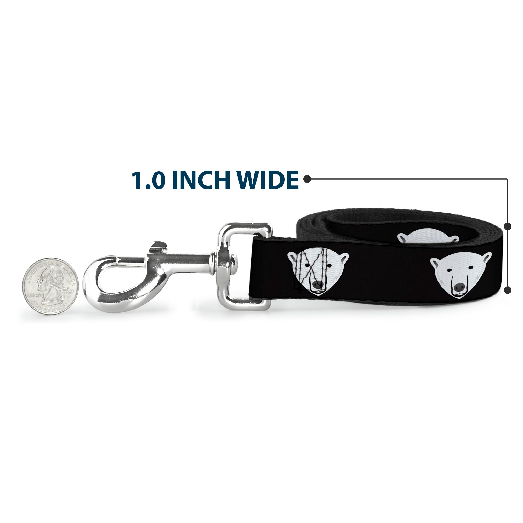 Dog Leash - Polar Bear Repeat Black Dog Leashes Buckle-Down