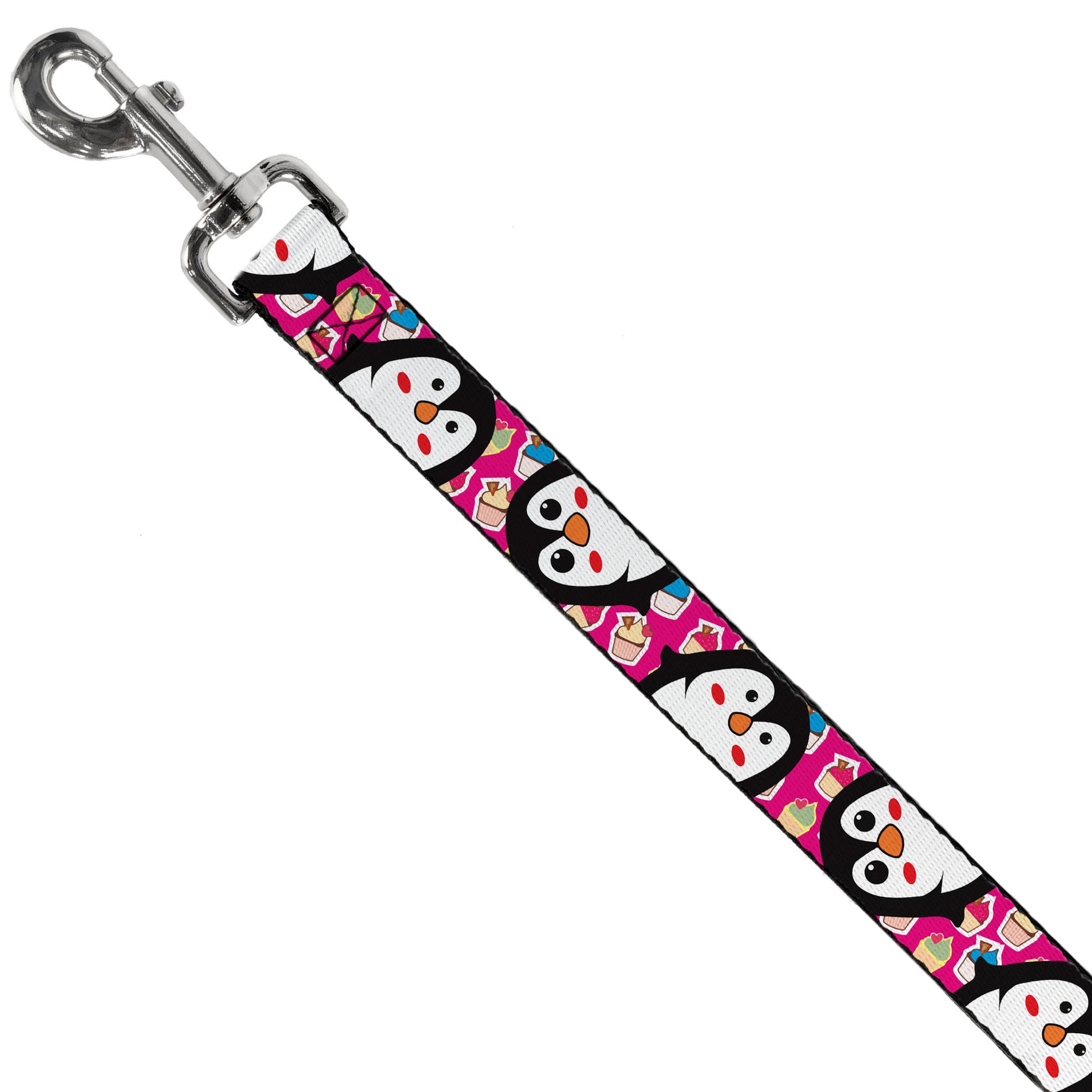 Dog Leash - Penguins w/Cupcakes Fuchsia/Multi Color Dog Leashes Buckle-Down