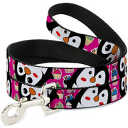 Dog Leash - Penguins w/Cupcakes Fuchsia/Multi Color Dog Leashes Buckle-Down