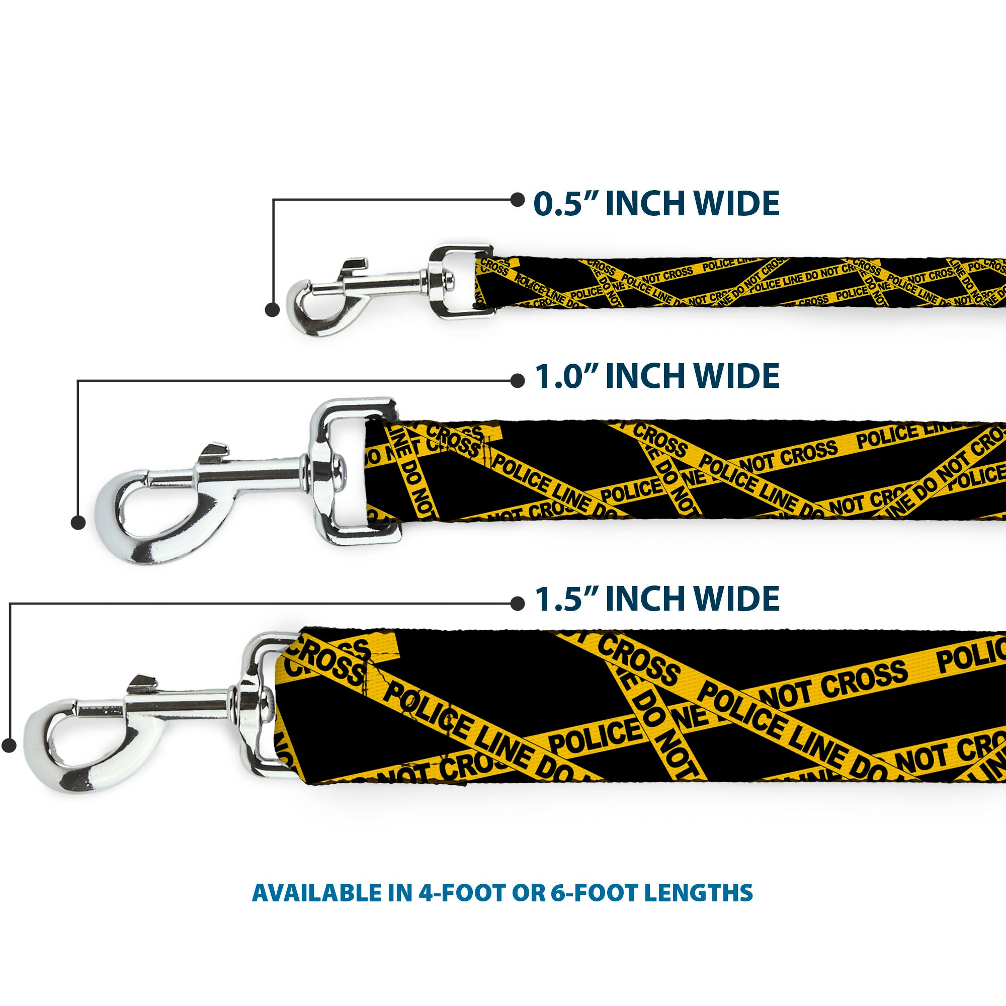 Dog Leash - Police Line Black/Yellow Dog Leashes Buckle-Down