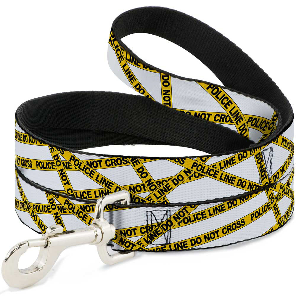 Dog Leash - Police Line White/Yellow Dog Leashes Buckle-Down