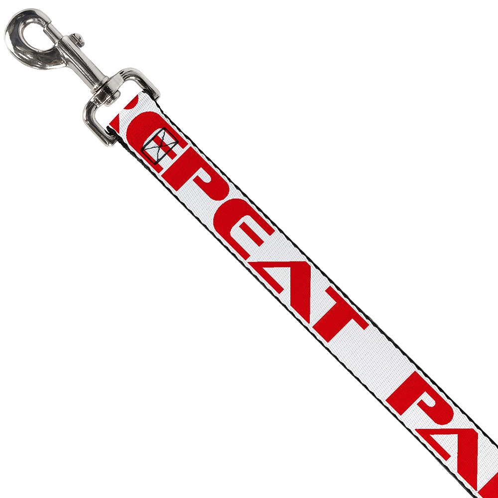 Buckle-Down Dog Leash - PARTY-SLEEP-REPEAT White/Red Dog Leashes Buckle-Down