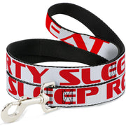 Buckle-Down Dog Leash - PARTY-SLEEP-REPEAT White/Red Dog Leashes Buckle-Down