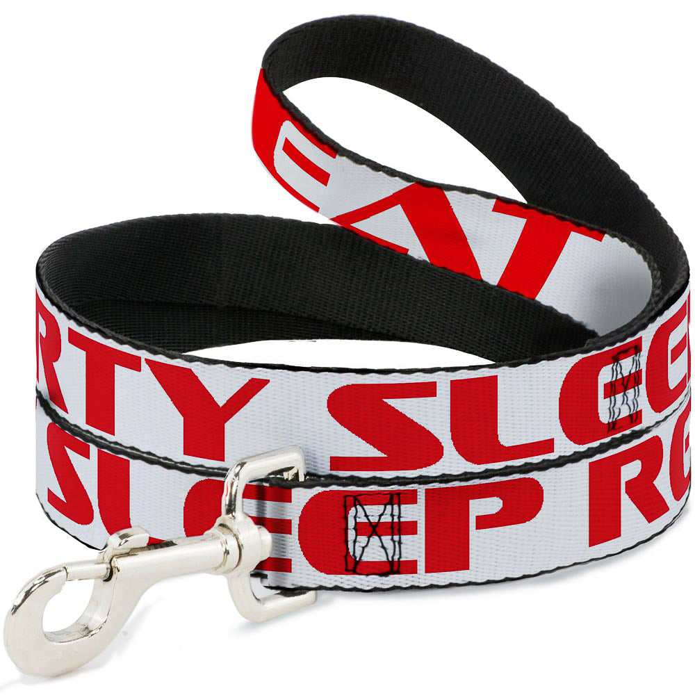 Buckle-Down Dog Leash - PARTY-SLEEP-REPEAT White/Red Dog Leashes Buckle-Down