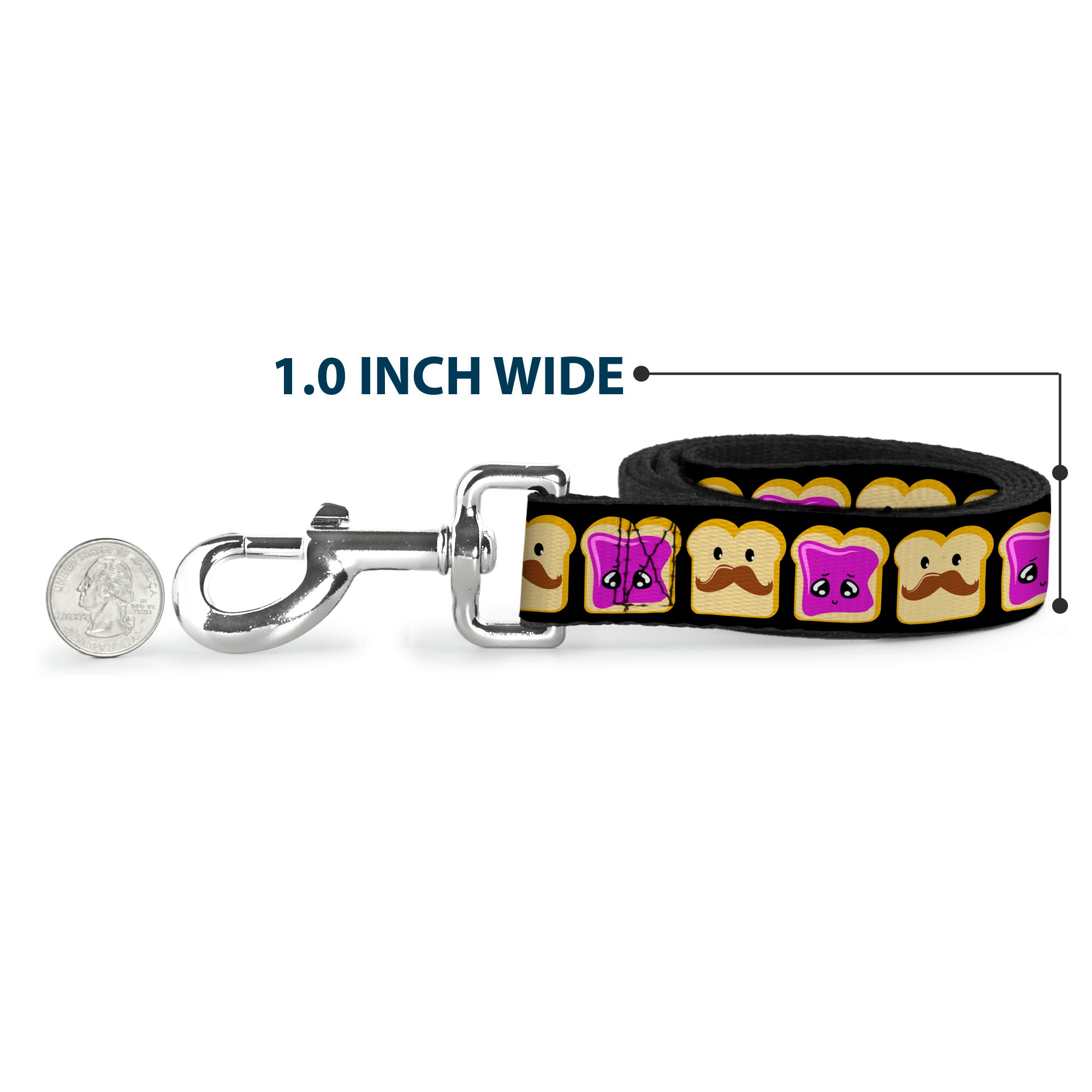 Dog Leash - Peanut Butter w/Mustache & Jelly Dog Leashes Buckle-Down