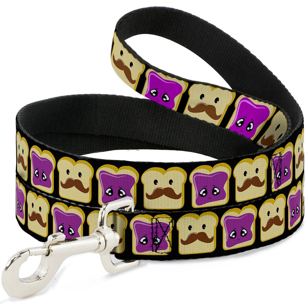 Dog Leash - Peanut Butter w/Mustache & Jelly Dog Leashes Buckle-Down