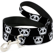 Dog Leash - Panda Bear Cartoon2 Black/White Dog Leashes Buckle-Down