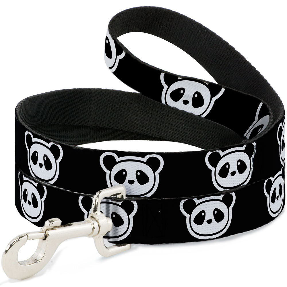 Dog Leash - Panda Bear Cartoon2 Black/White Dog Leashes Buckle-Down