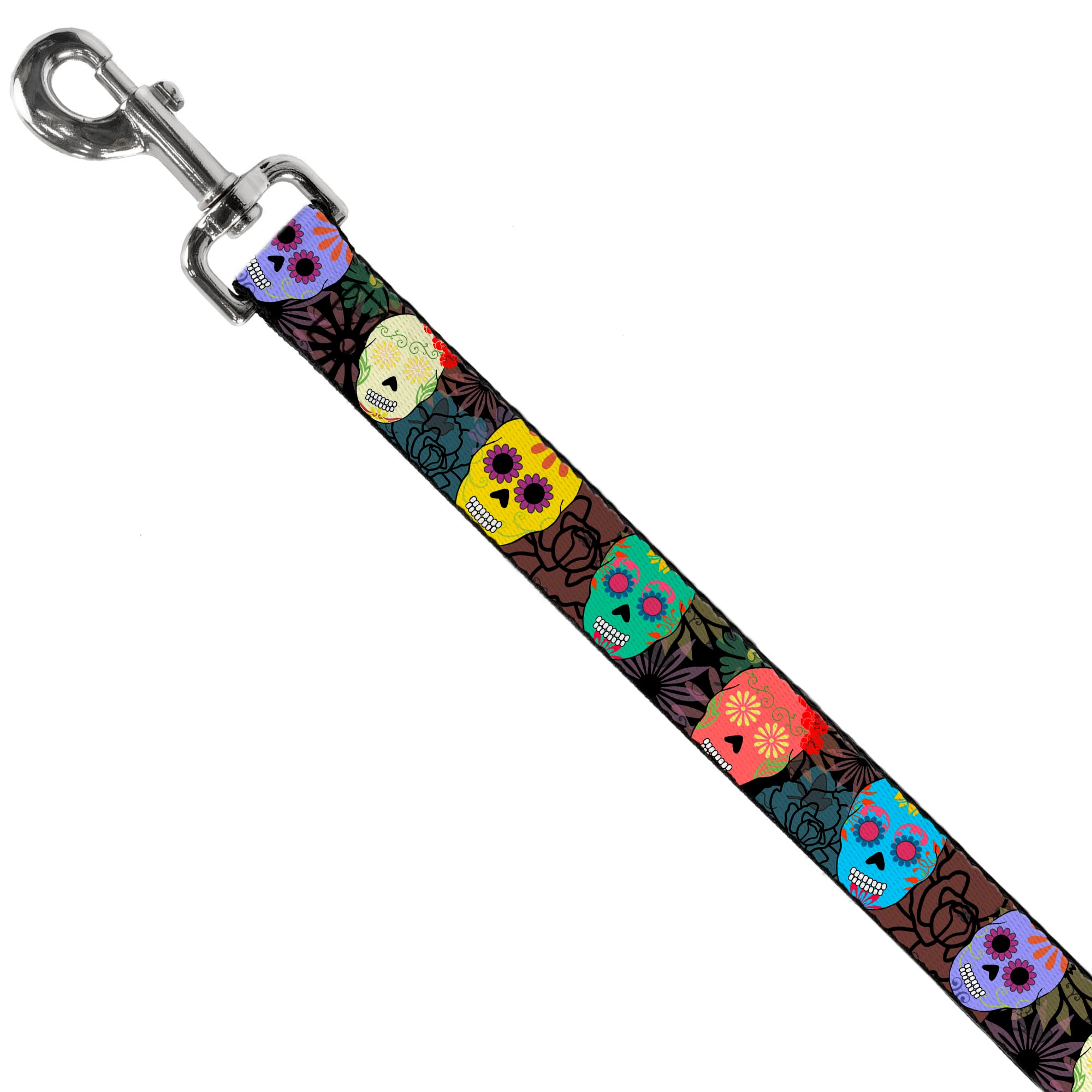 Dog Leash - Painted Sugar Skulls & Flowers Collage Dog Leashes Buckle-Down