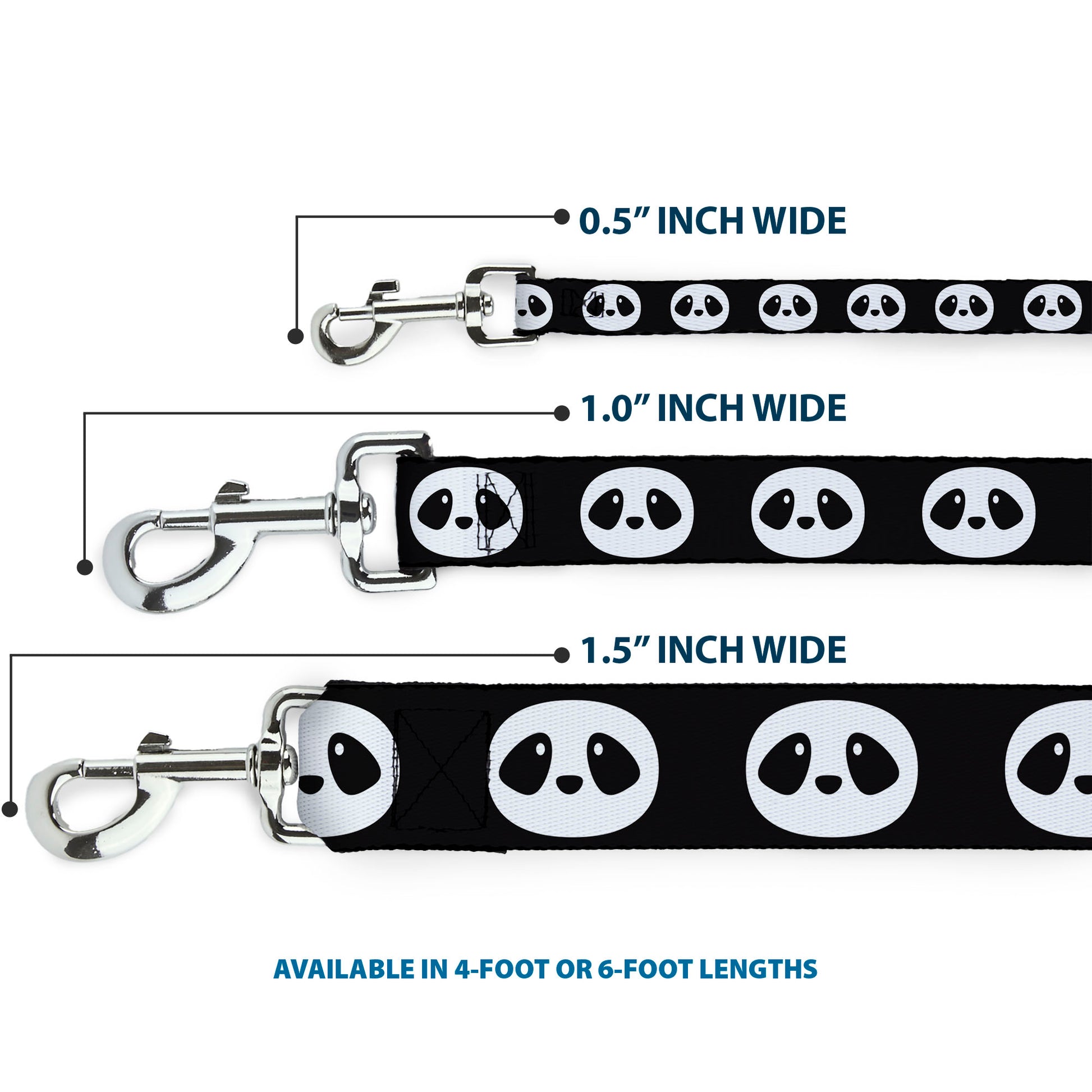 Dog Leash - Panda Face Black/White Dog Leashes Buckle-Down