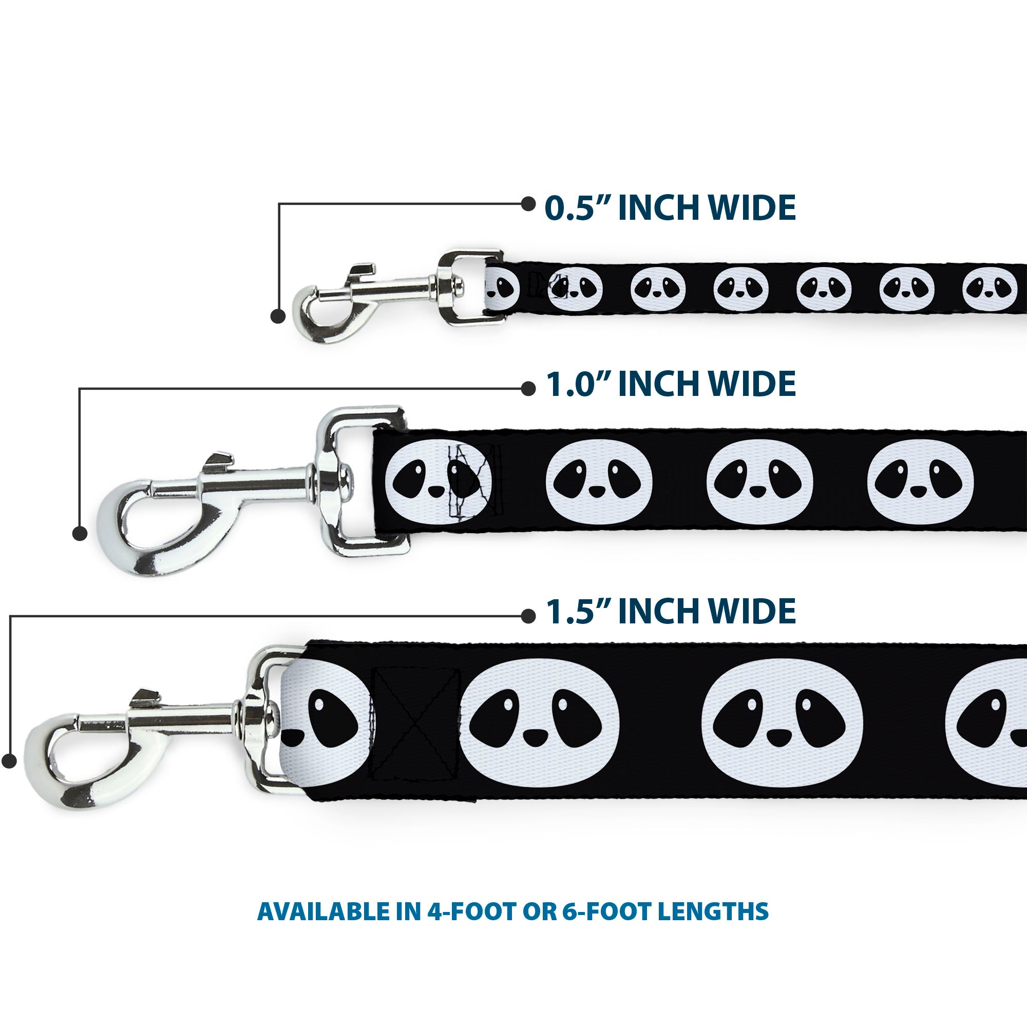 Dog Leash - Panda Face Black/White Dog Leashes Buckle-Down