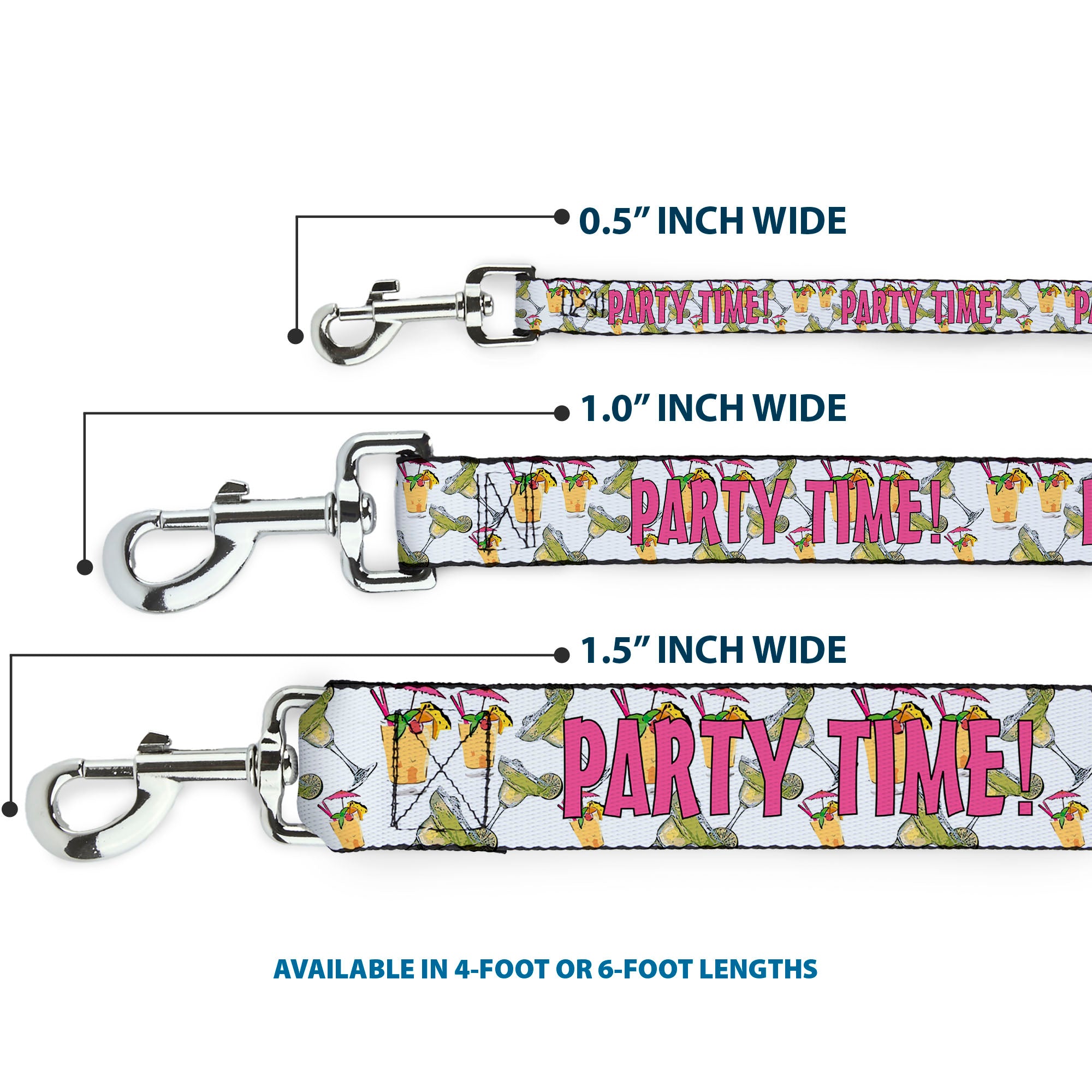 Buckle-Down Dog Leash - PARTY TIME! w/Drinks Dog Leashes Buckle-Down