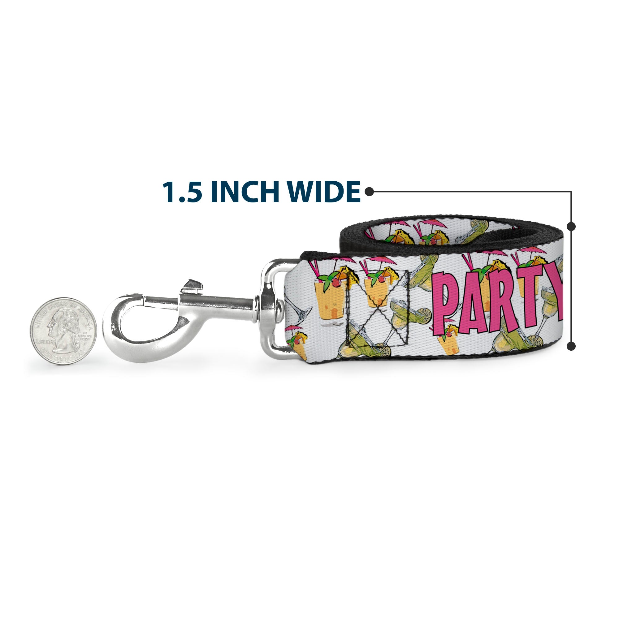 Buckle-Down Dog Leash - PARTY TIME! w/Drinks Dog Leashes Buckle-Down