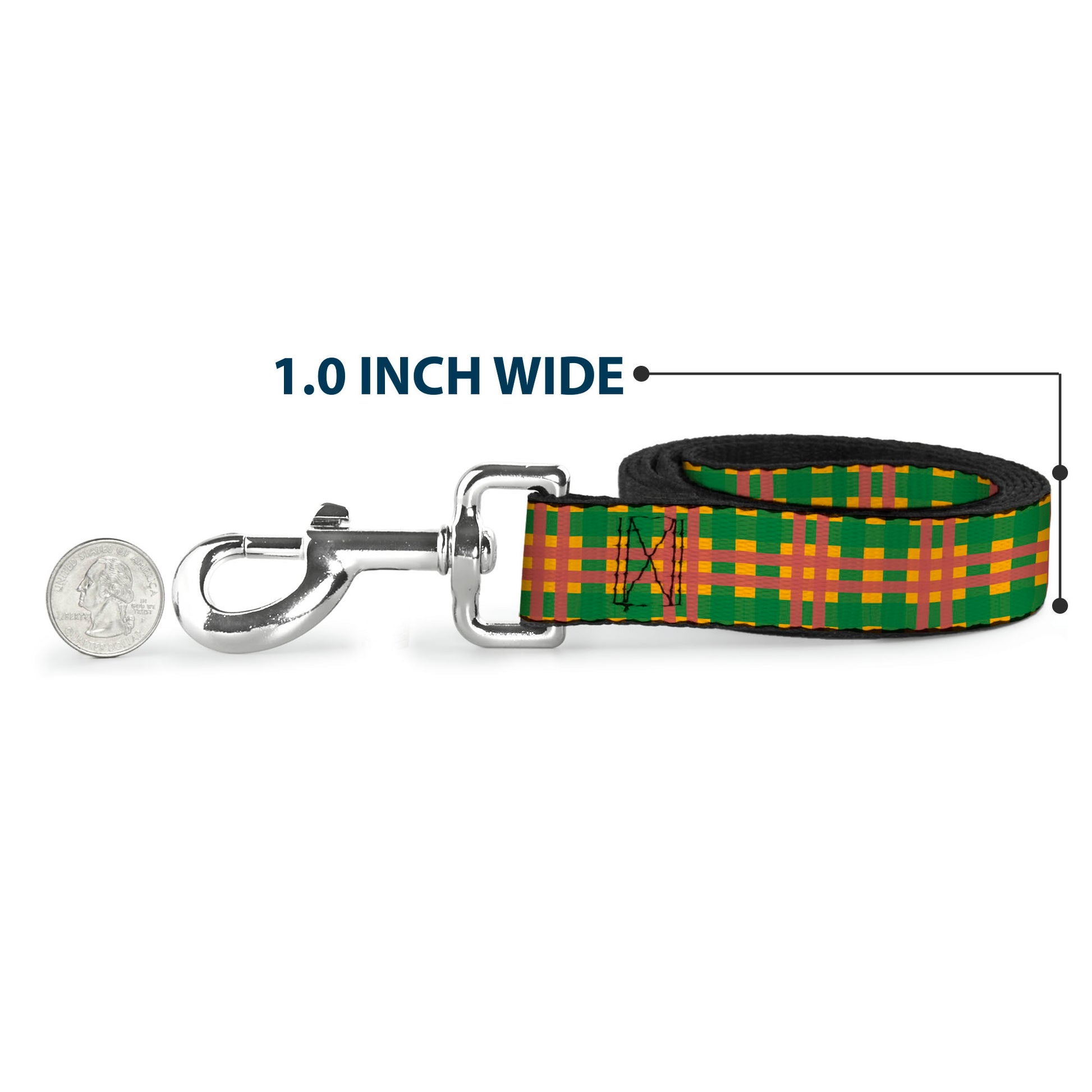 Dog Leash - Plaid Gold/Green/Pink Dog Leashes Buckle-Down