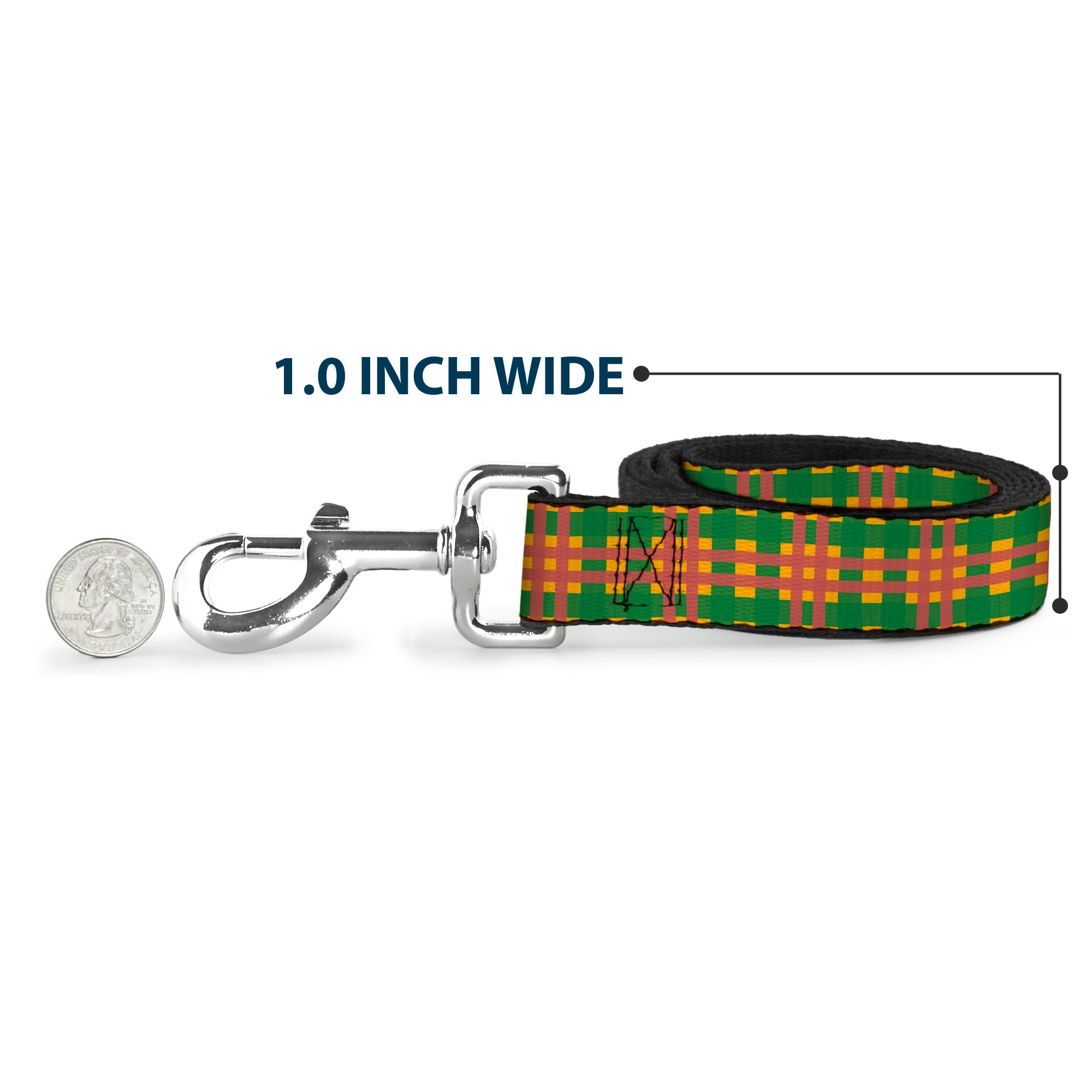Dog Leash - Plaid Gold/Green/Pink Dog Leashes Buckle-Down