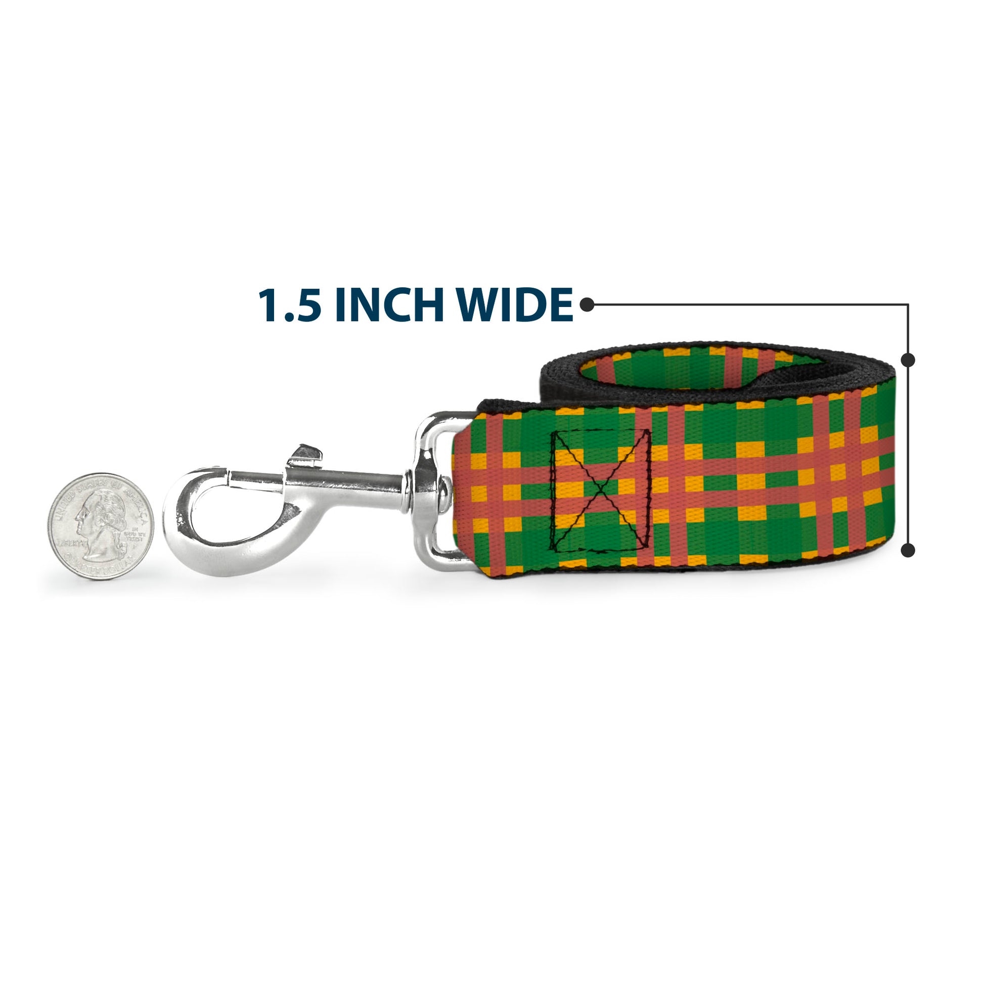 Dog Leash - Plaid Gold/Green/Pink Dog Leashes Buckle-Down