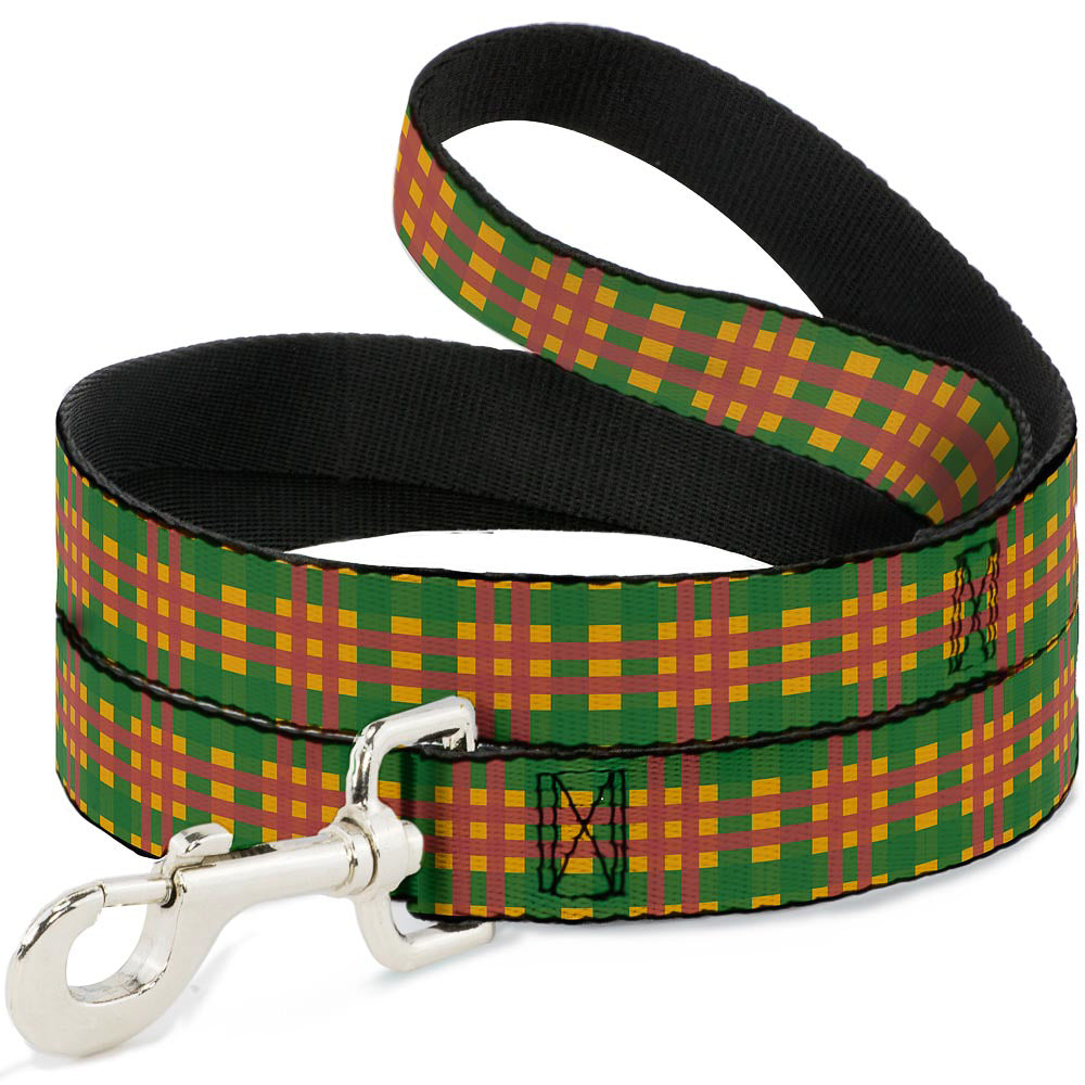 Dog Leash - Plaid Gold/Green/Pink Dog Leashes Buckle-Down