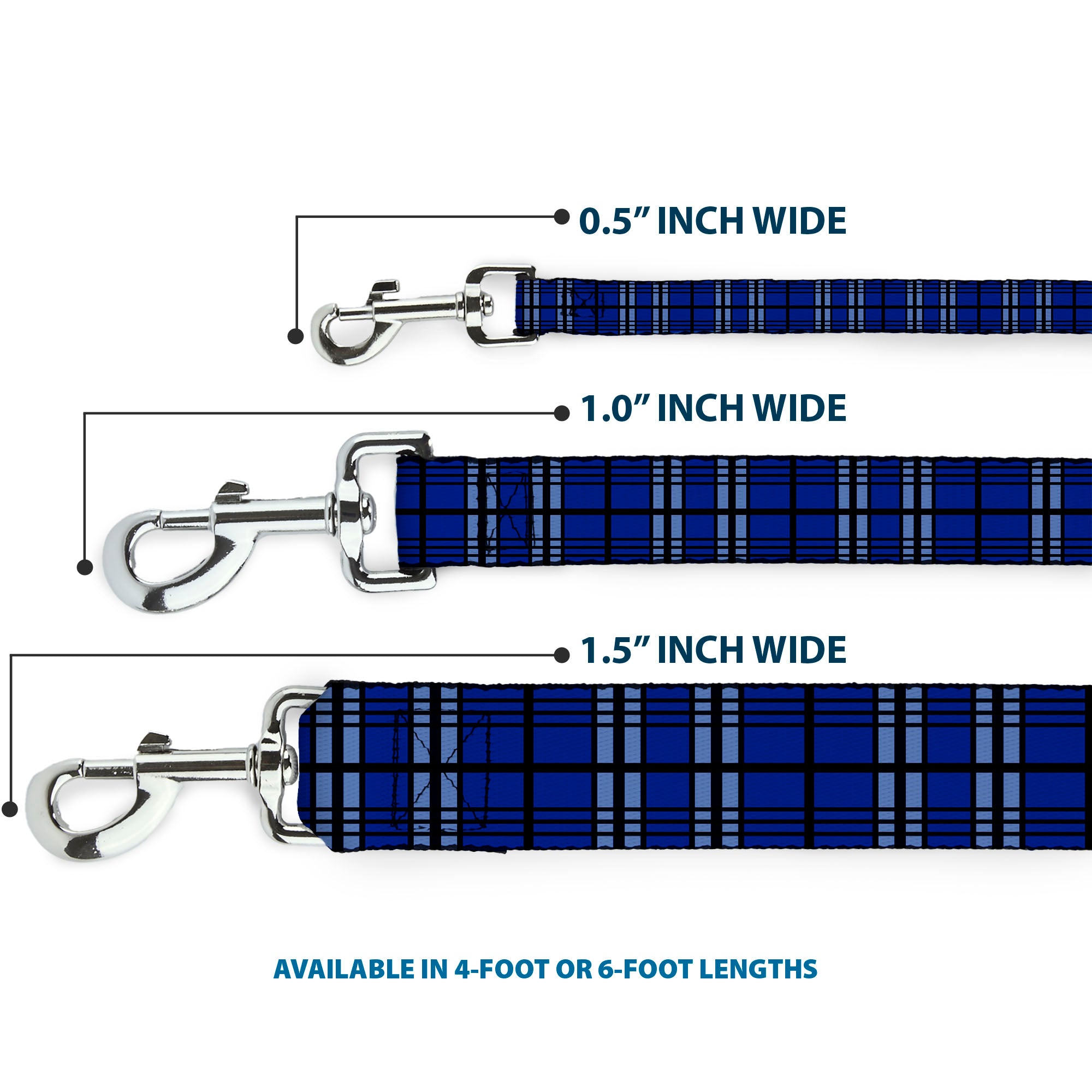 Dog Leash - Plaid Blue/Gray/Black Dog Leashes Buckle-Down